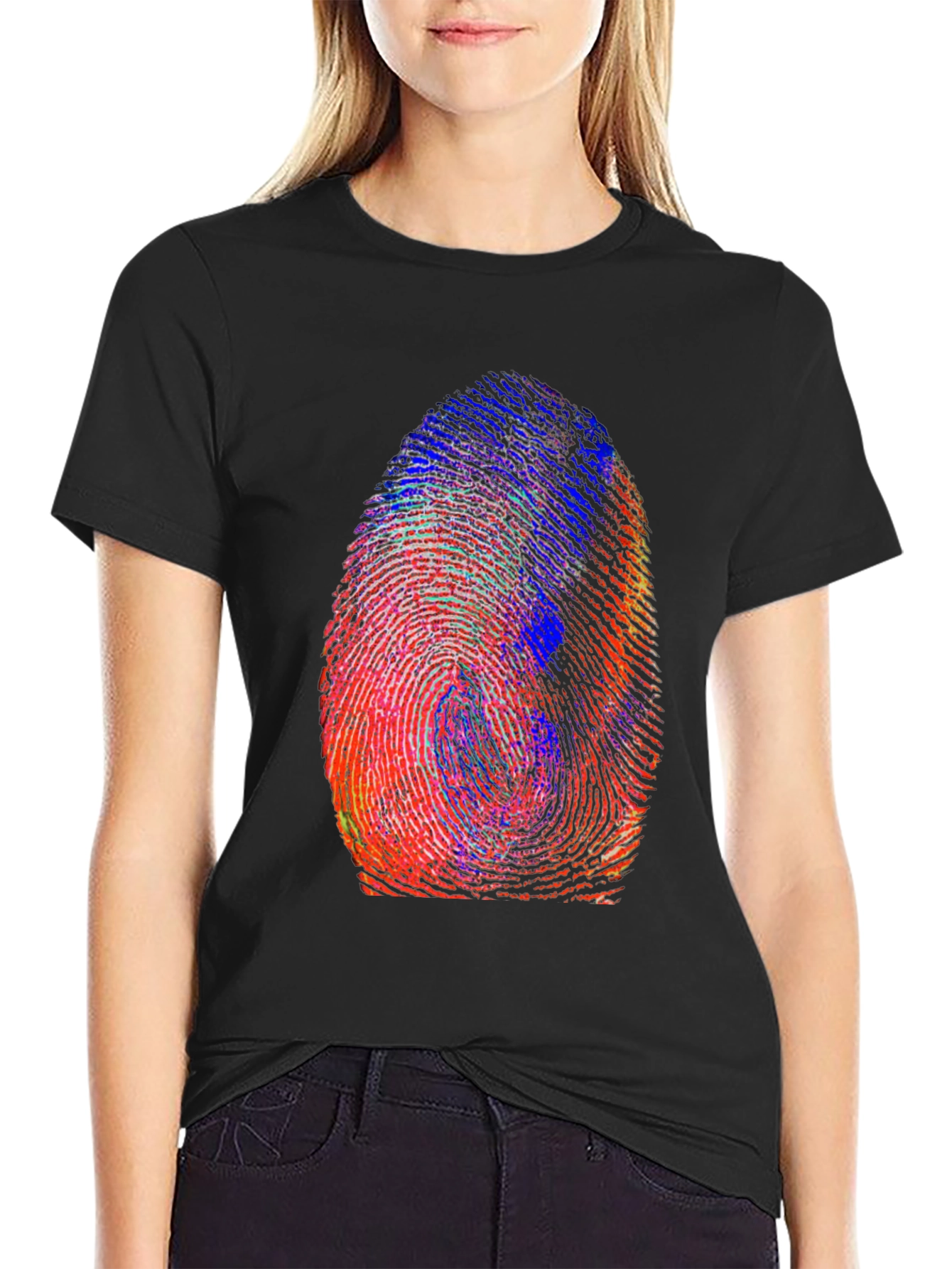 Colorful Fingerprint Graphic T-Shirt