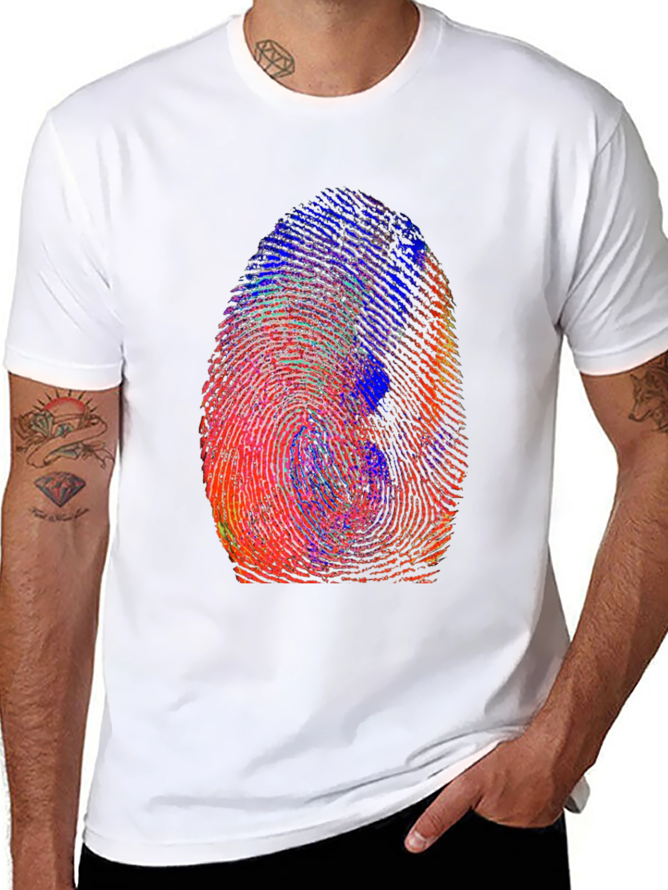 Colorful Fingerprint Graphic T-Shirt