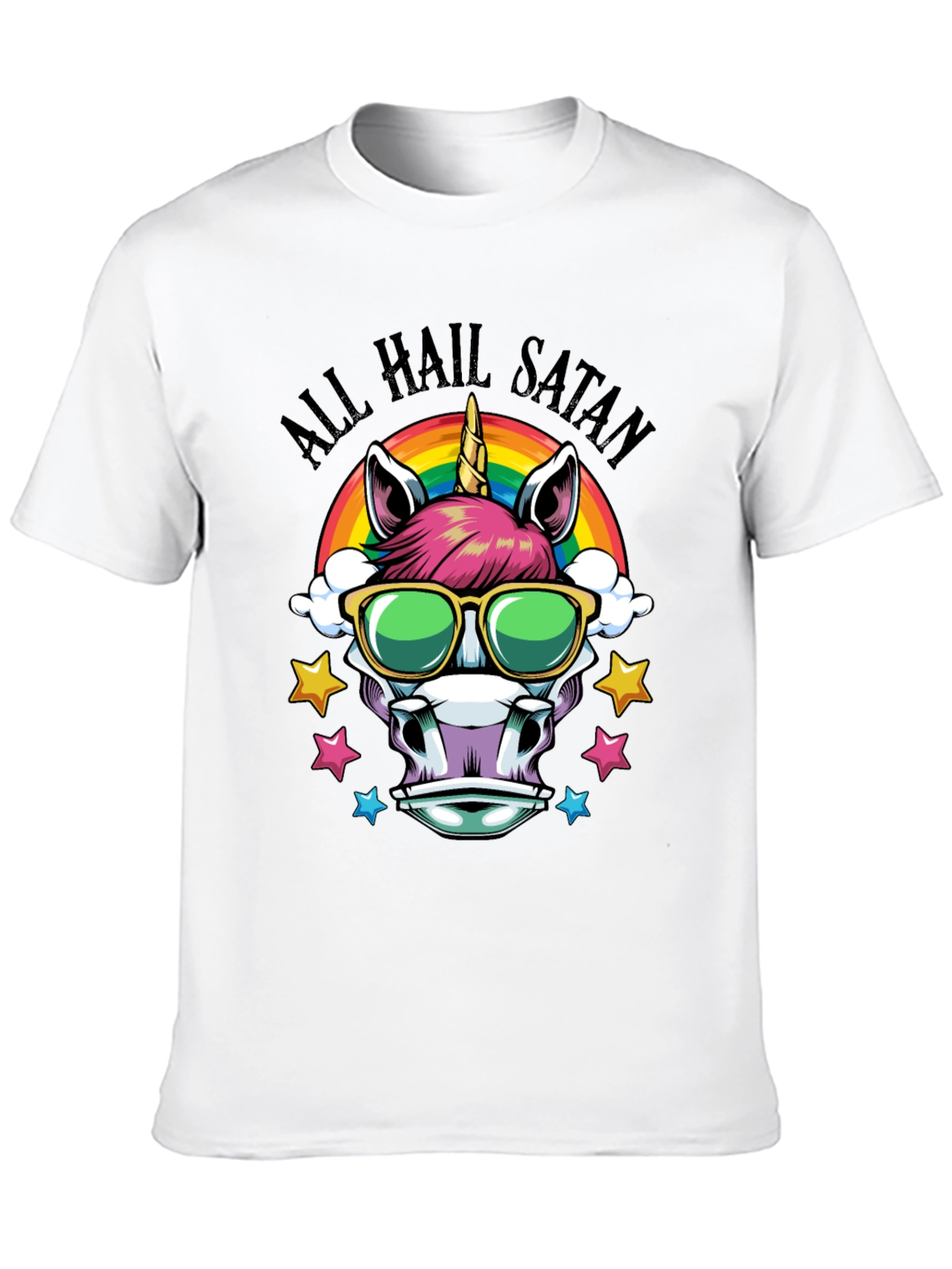 Unicorn All Hail Satan Graphic Tee