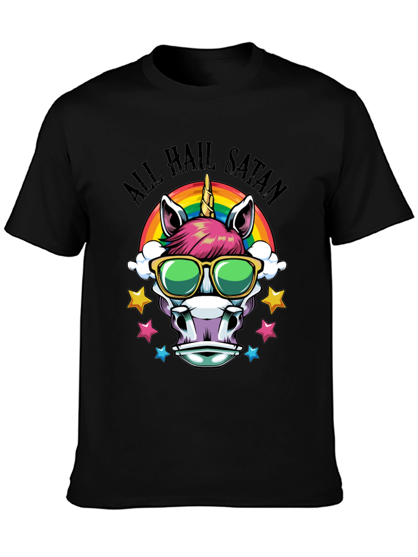 Unicorn All Hail Satan Graphic Tee