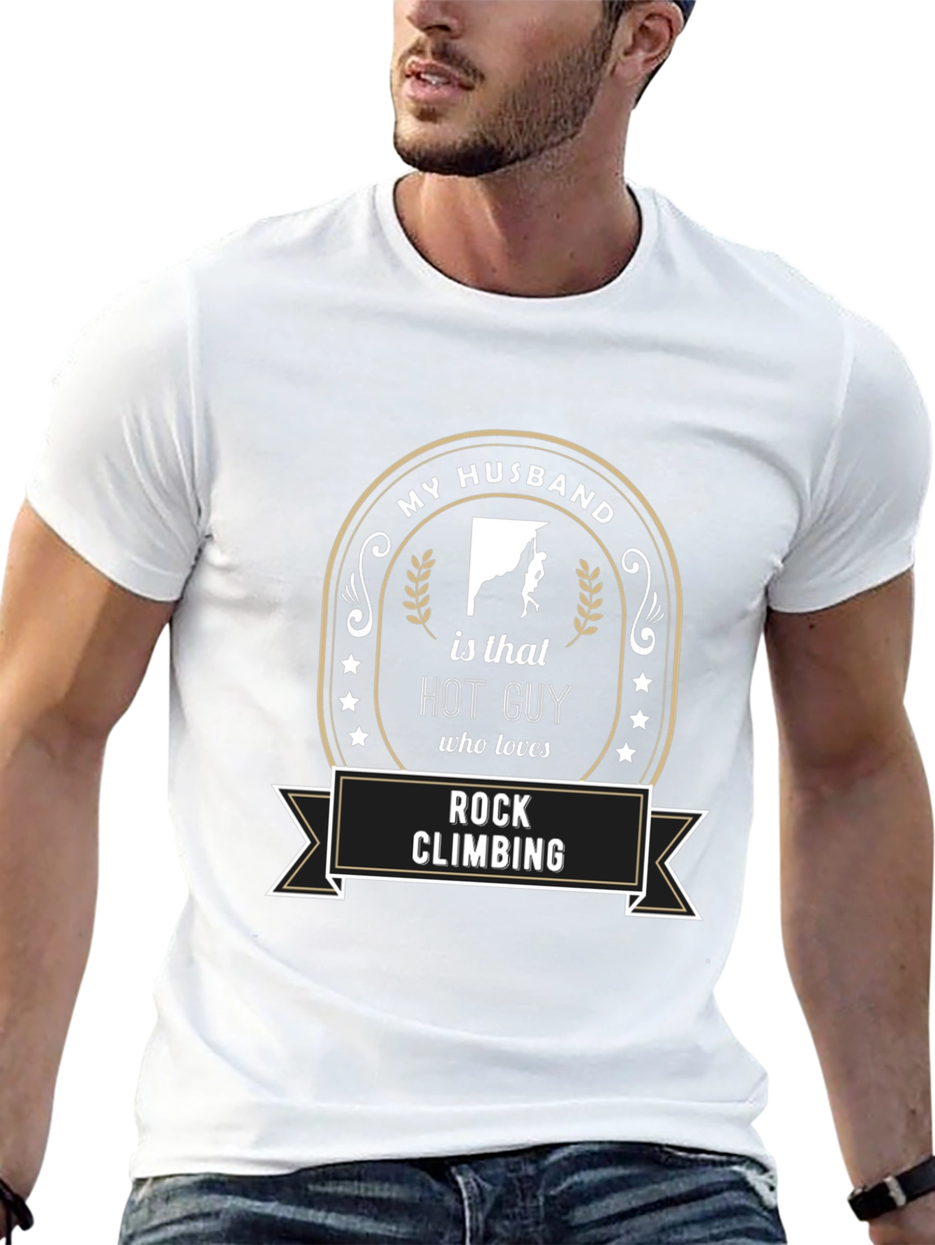 My Husband Rock Climbing T-Shirt - Novelty Graphic Tee