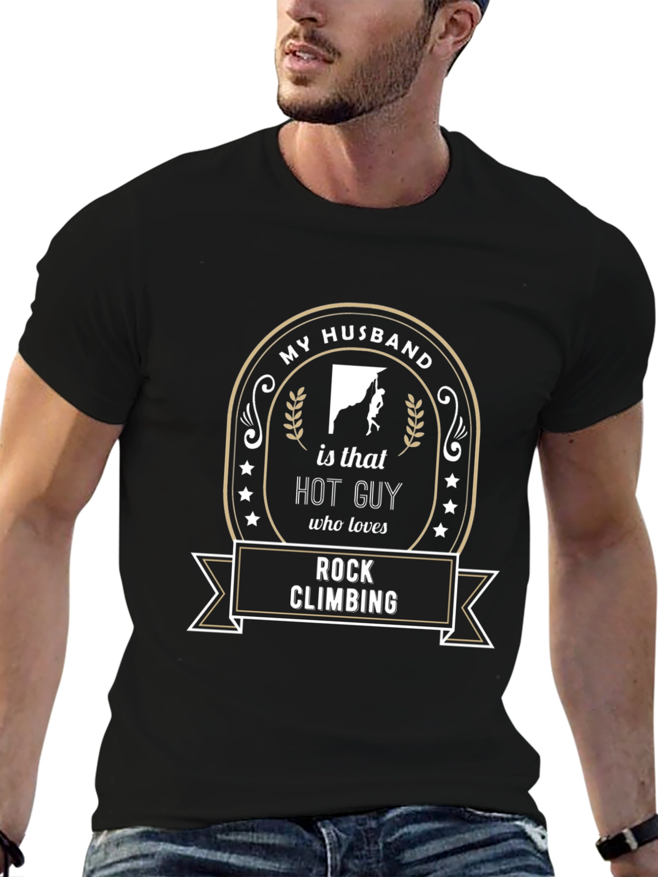 My Husband Rock Climbing T-Shirt - Novelty Graphic Tee