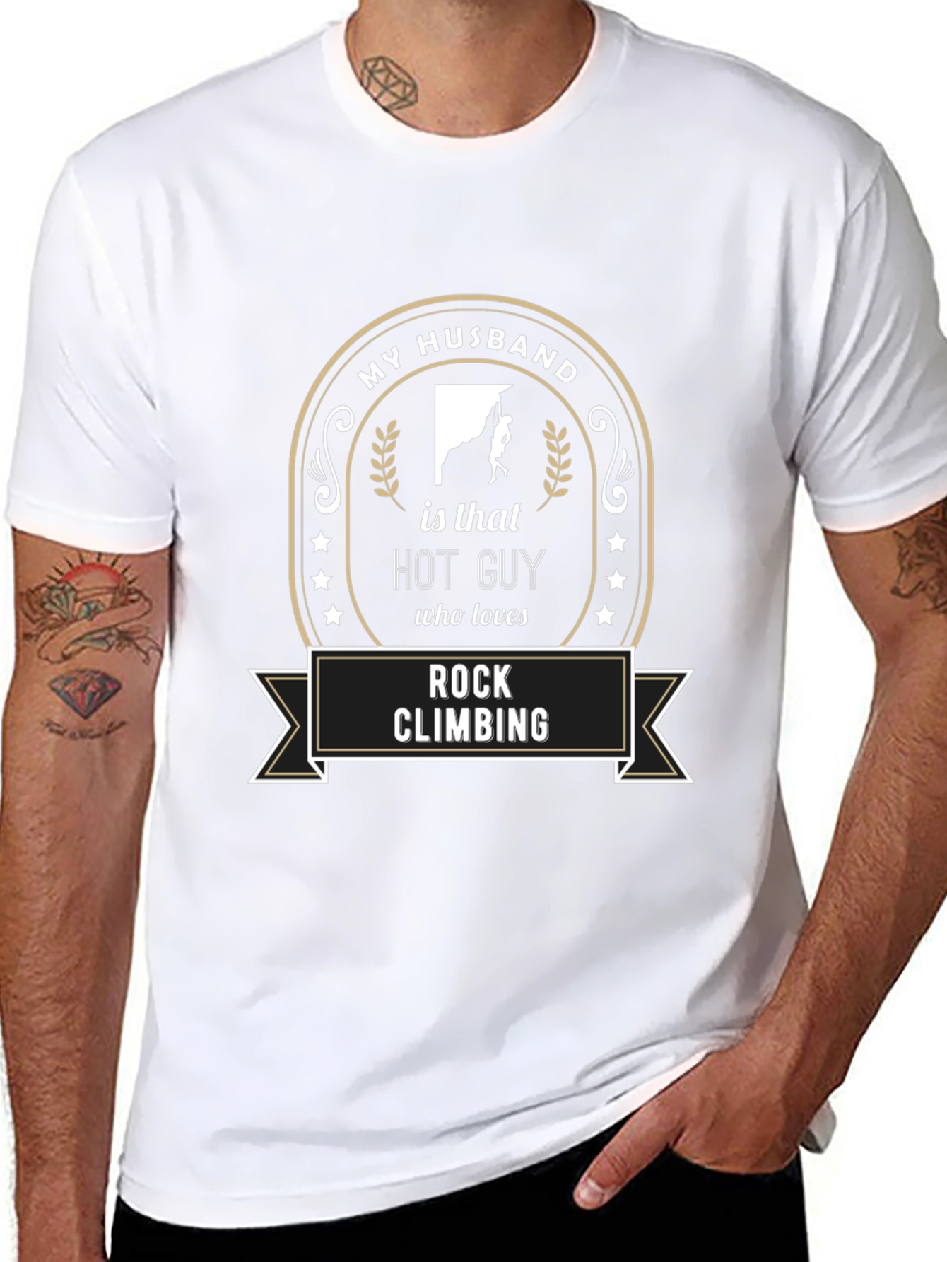 My Husband Rock Climbing T-Shirt - Novelty Graphic Tee