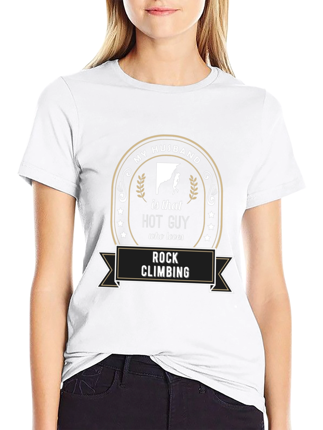 My Husband Rock Climbing T-Shirt - Novelty Graphic Tee