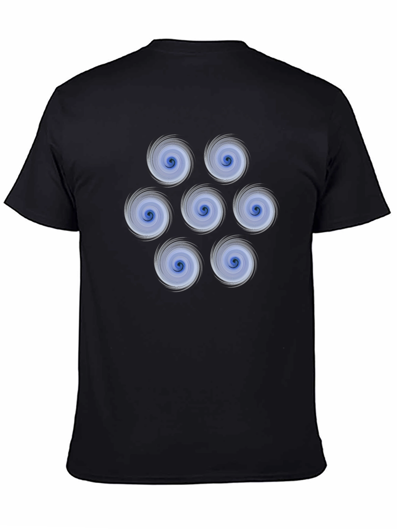 Swirl Circle Pattern Graphic Tee - Black Cotton T-Shirt