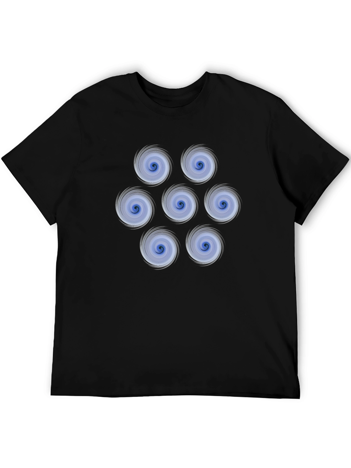 Swirl Circle Pattern Graphic Tee - Black Cotton T-Shirt