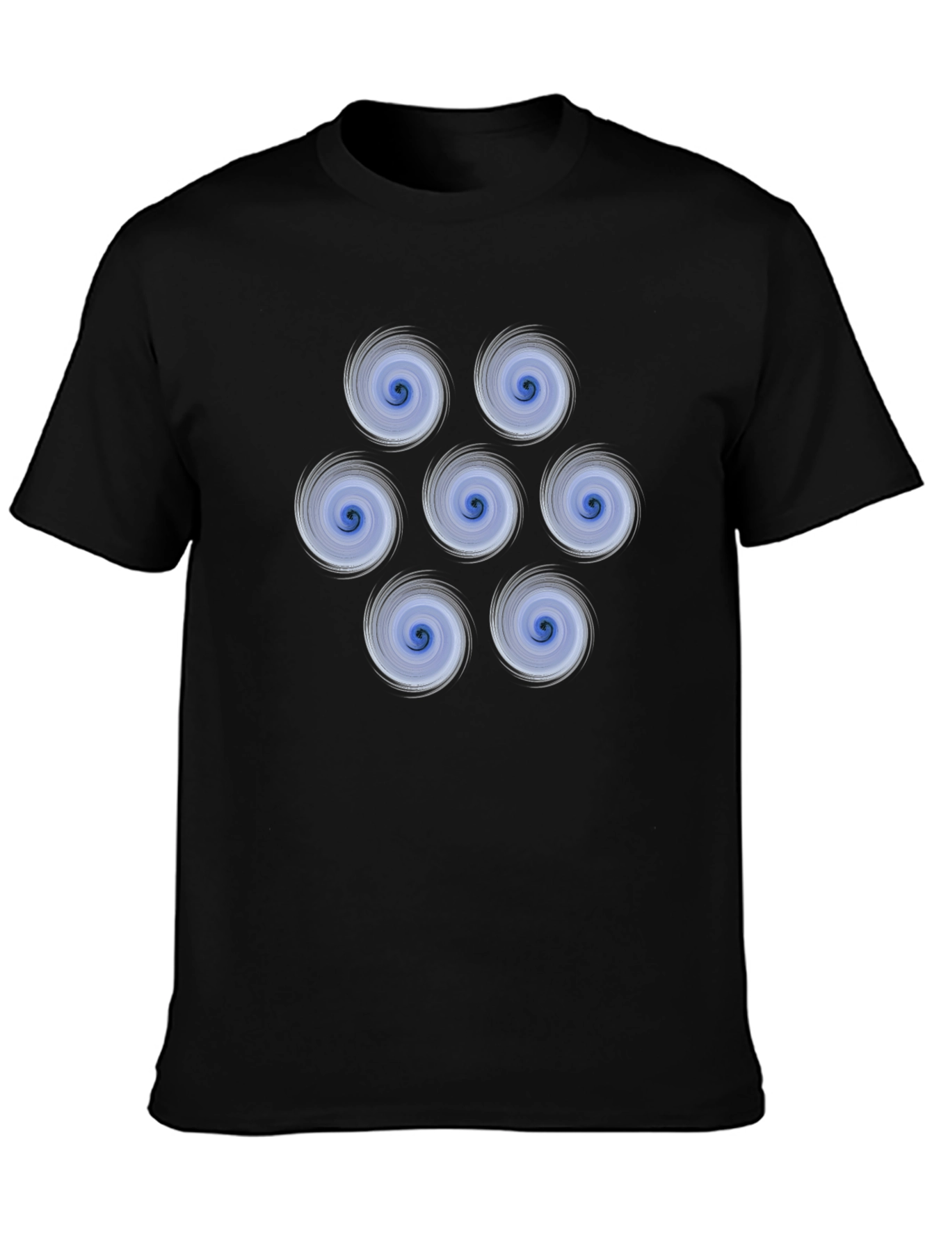 Swirl Circle Pattern Graphic Tee - Black Cotton T-Shirt