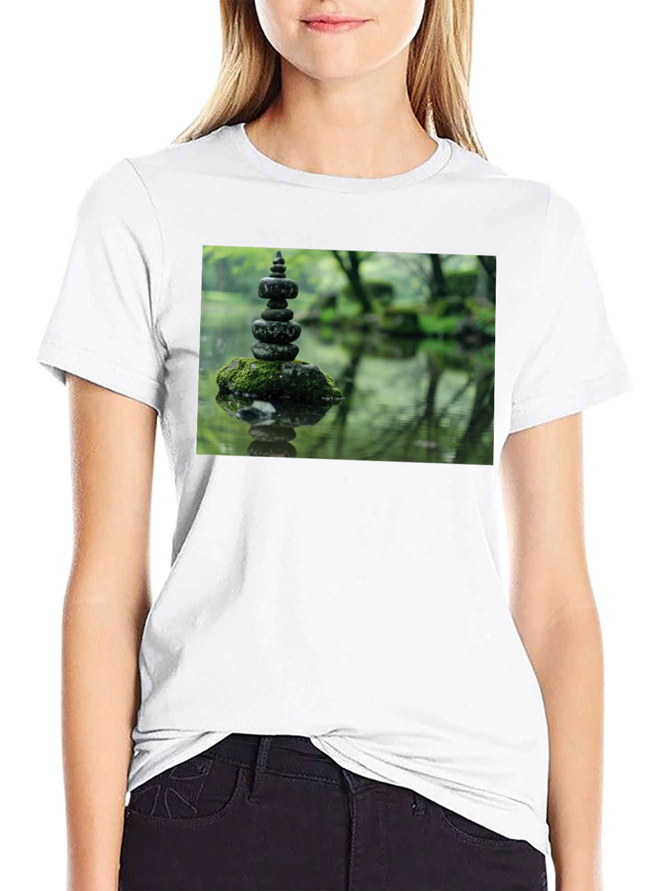 Zen Garden Rocks Graphic Tee - Peaceful Stacked Stones