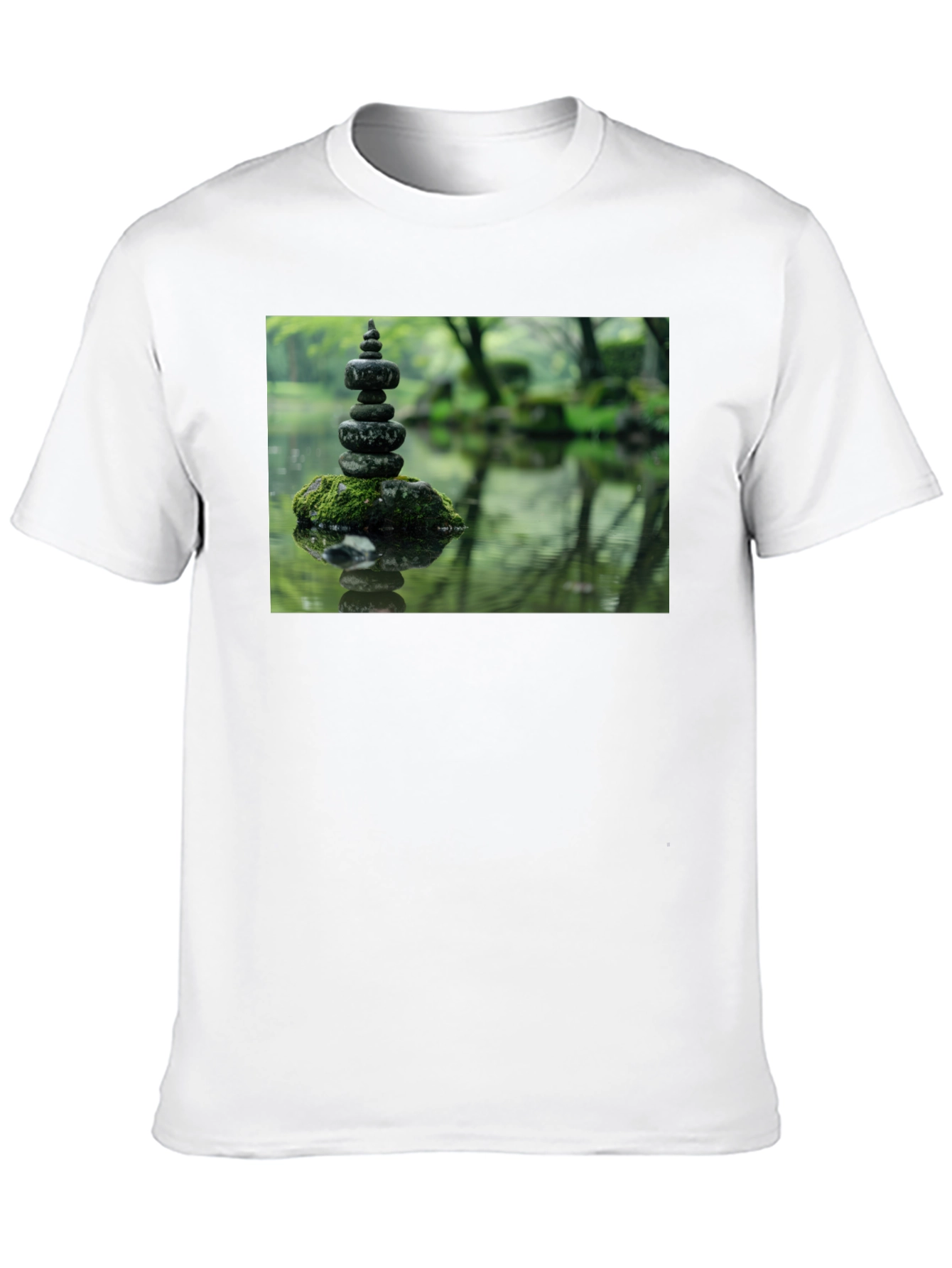 Zen Garden Rocks Graphic Tee - Peaceful Stacked Stones