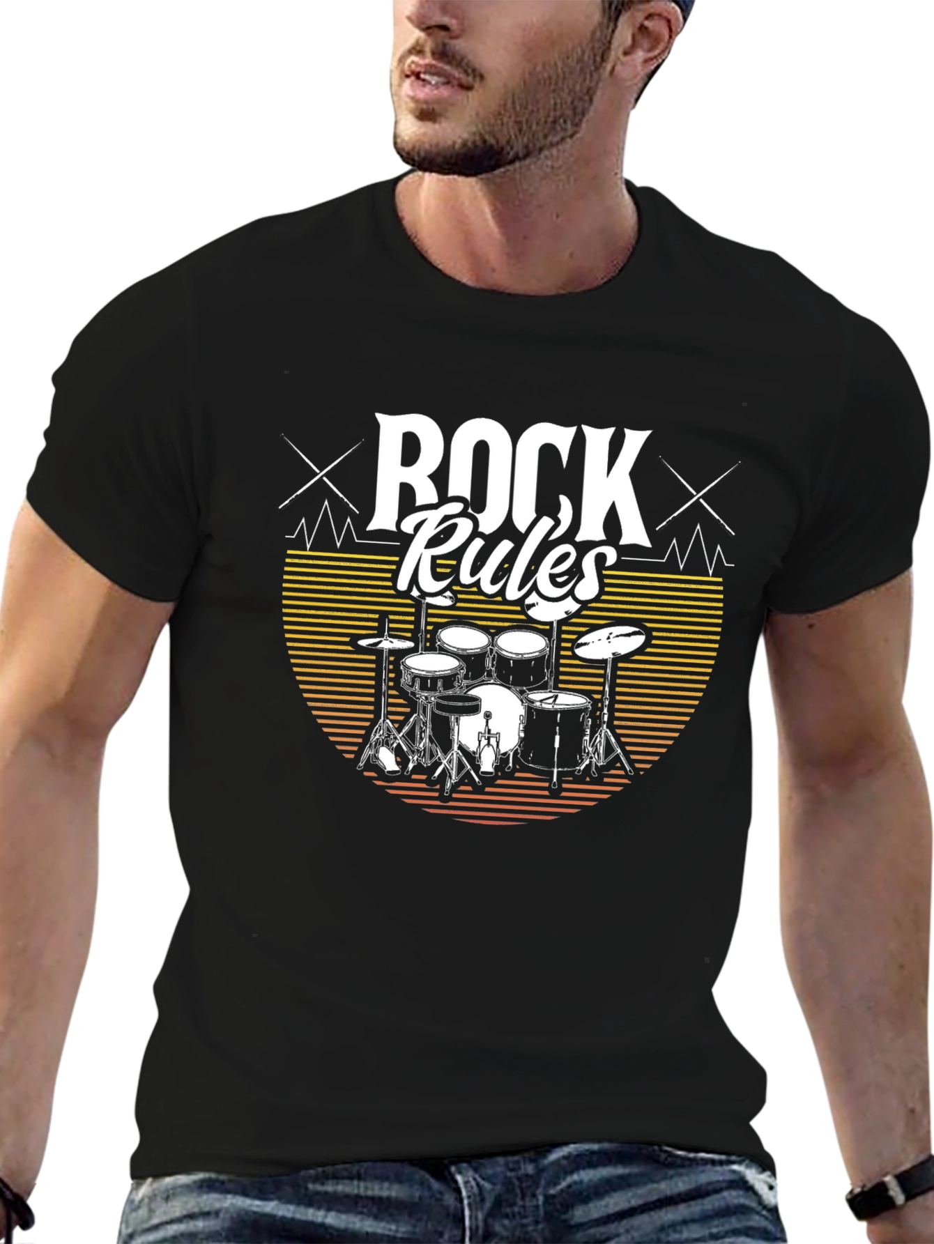 Rock Rules Drum Set T-Shirt - Music Lovers Tee