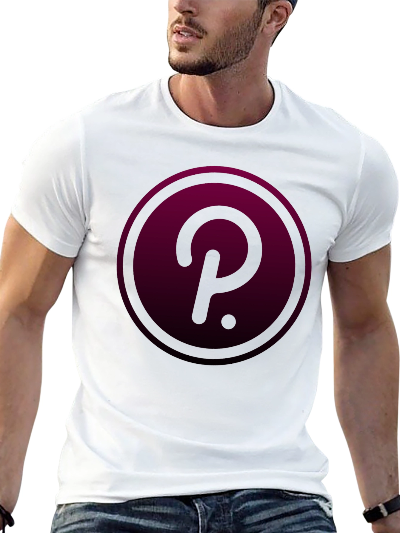 Polkadot Crypto T-Shirt - Burgundy Circle Design