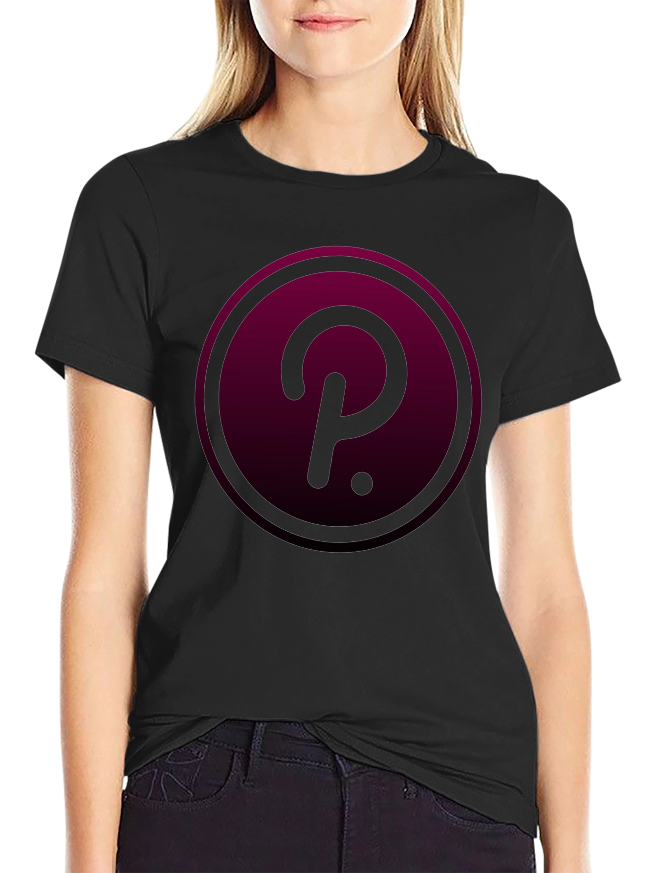 Polkadot Crypto T-Shirt - Burgundy Circle Design