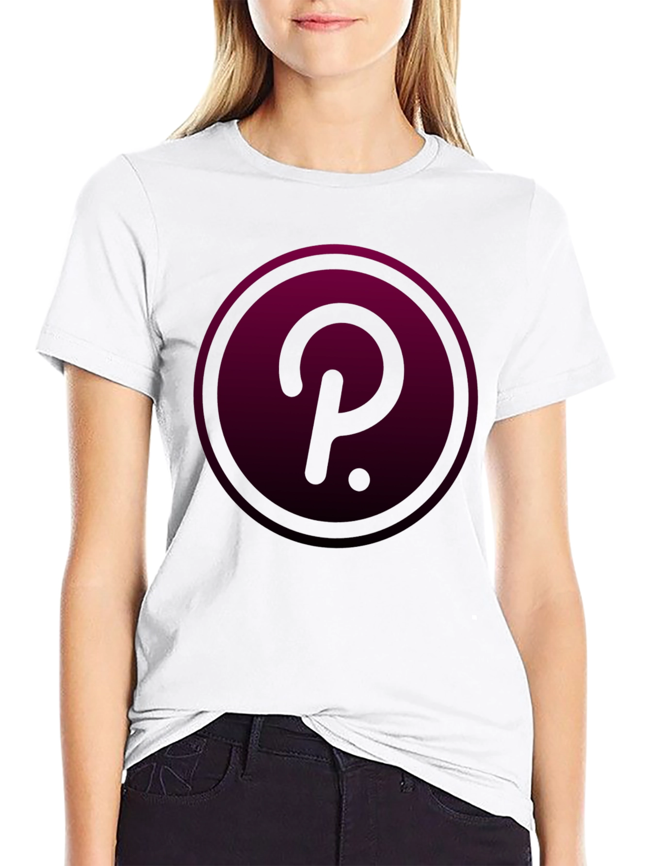Polkadot Crypto T-Shirt - Burgundy Circle Design