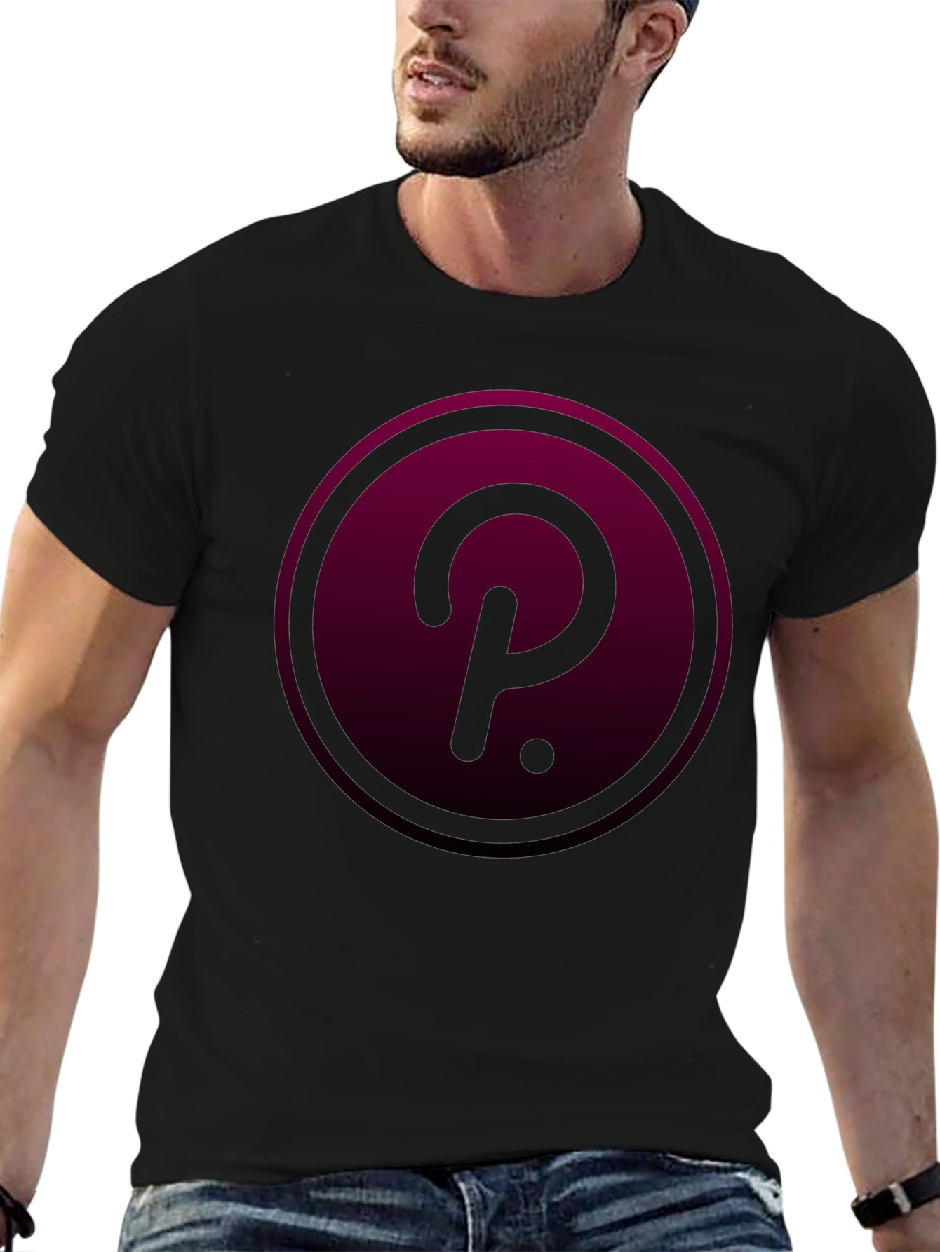 Polkadot Crypto T-Shirt - Burgundy Circle Design