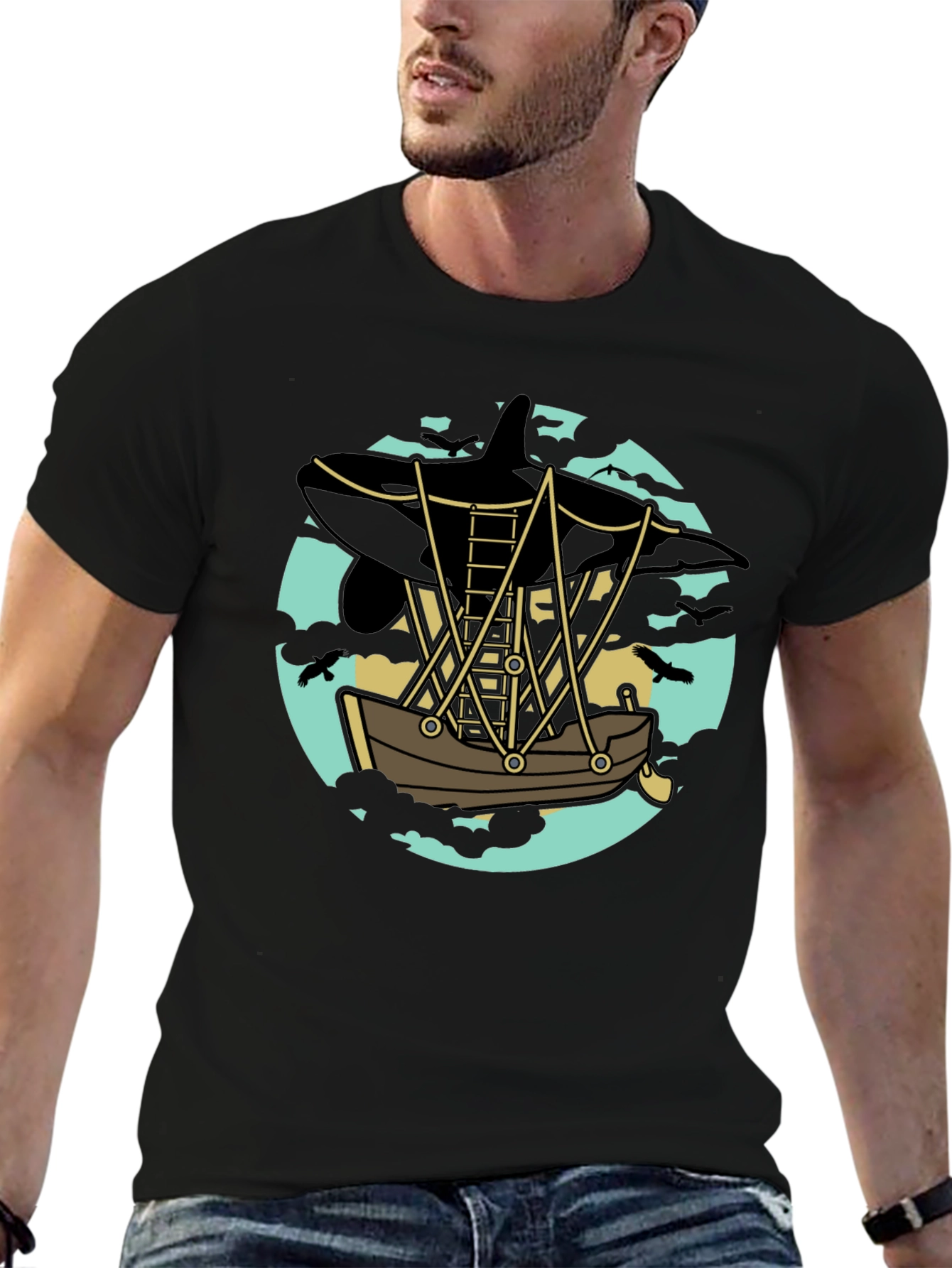 Orca Airship Tee - Whimsical Graphic T-Shirt