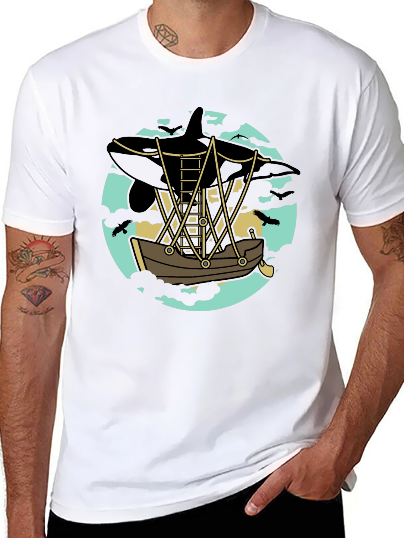 Orca Airship Tee - Whimsical Graphic T-Shirt