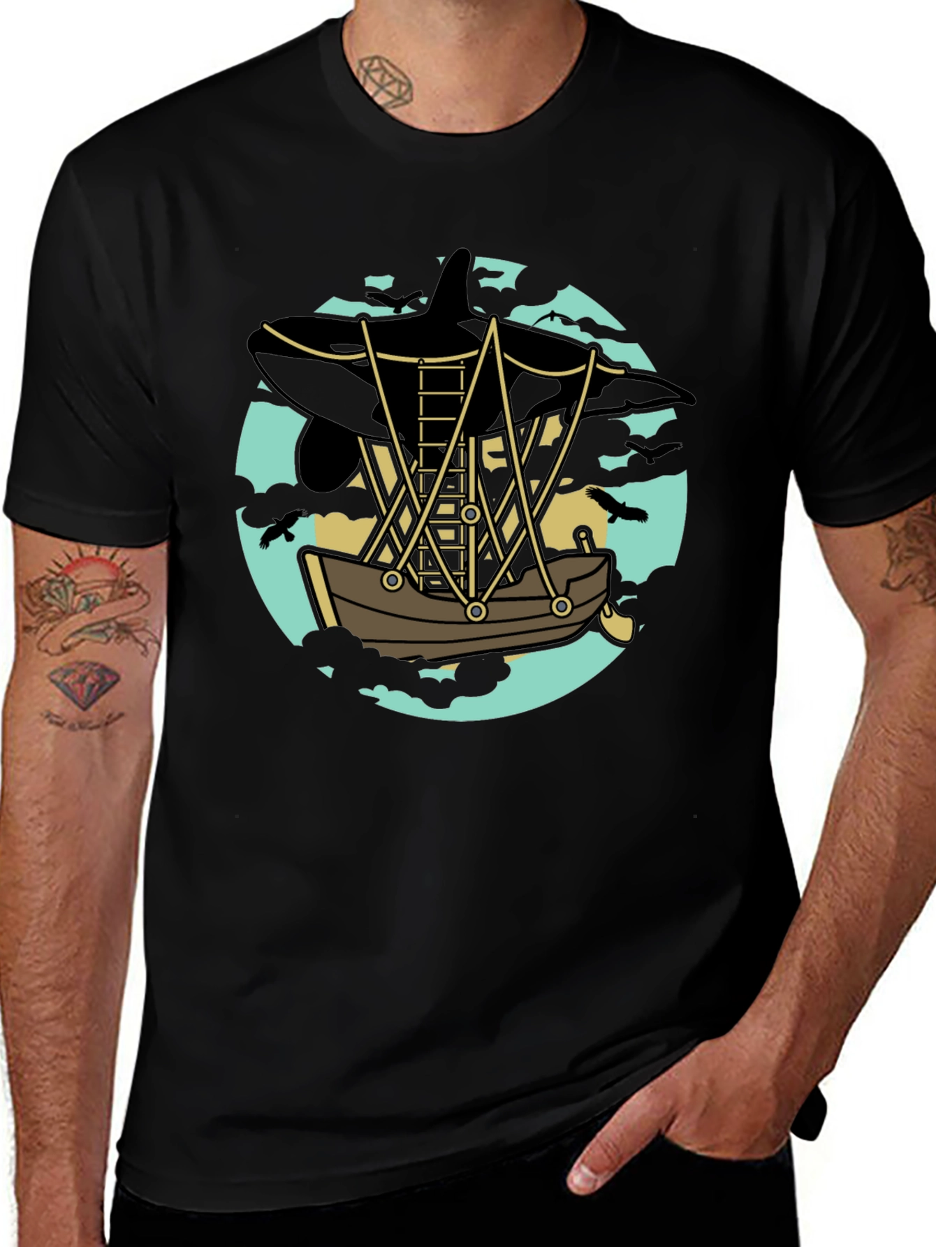 Orca Airship Tee - Whimsical Graphic T-Shirt