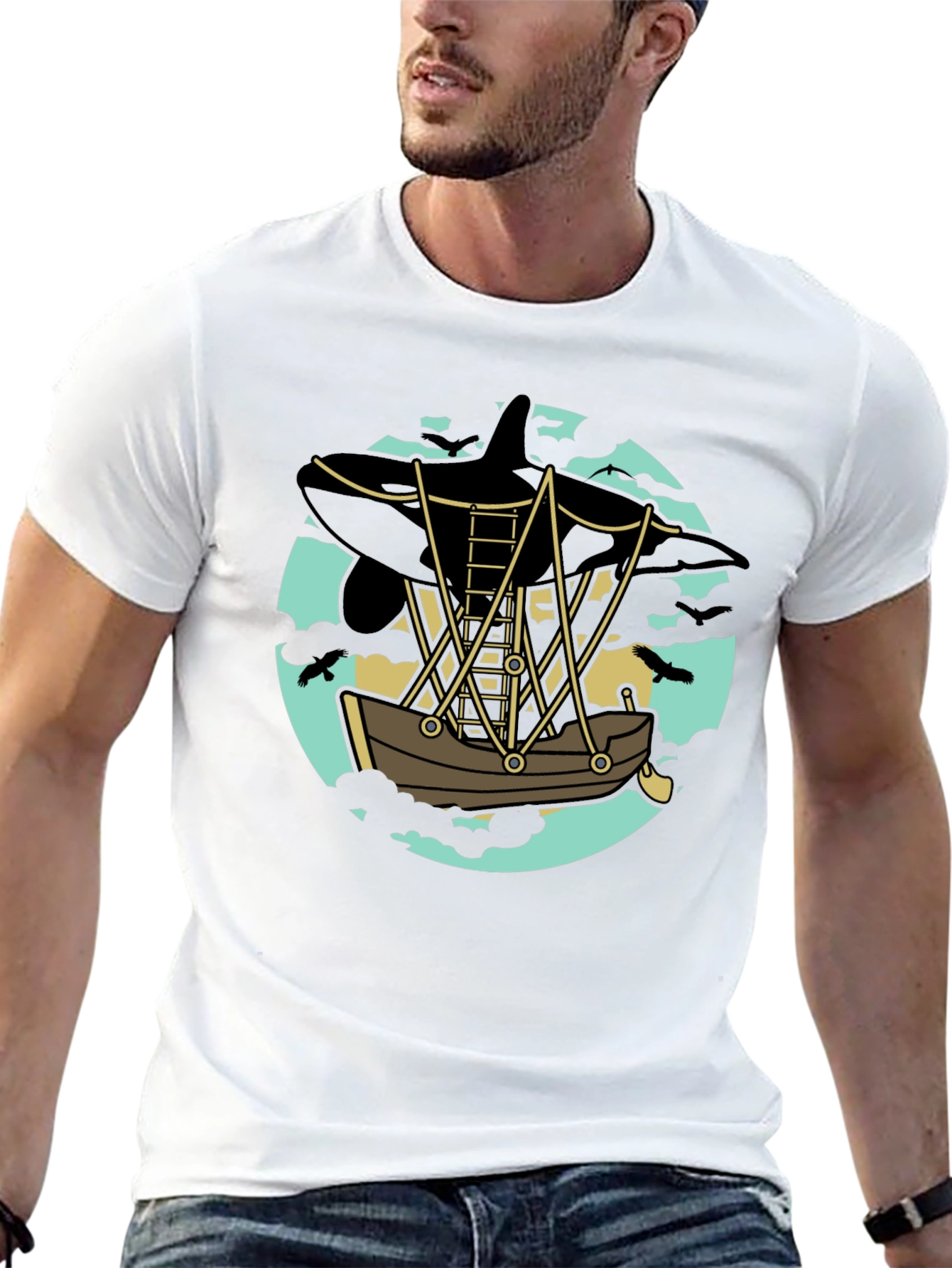 Orca Airship Tee - Whimsical Graphic T-Shirt