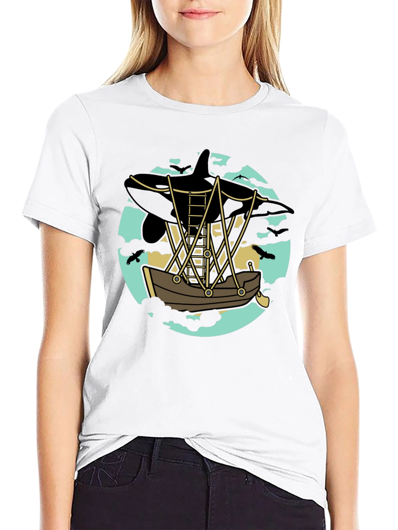Orca Airship Tee - Whimsical Graphic T-Shirt