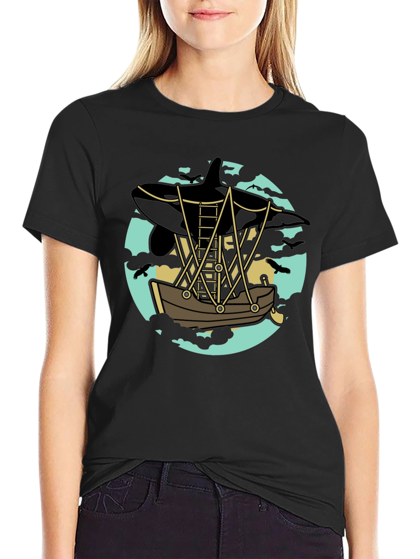 Orca Airship Tee - Whimsical Graphic T-Shirt