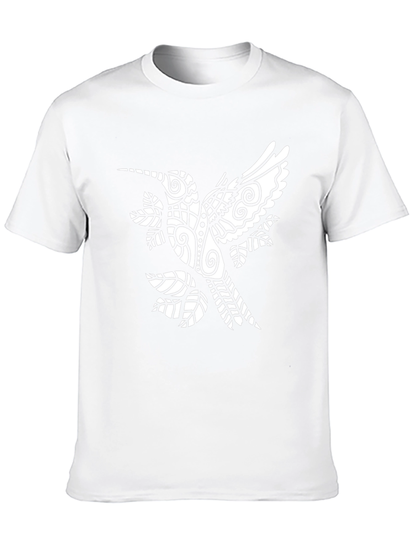 Mens Black Graphic Tee with Hummingbird Design