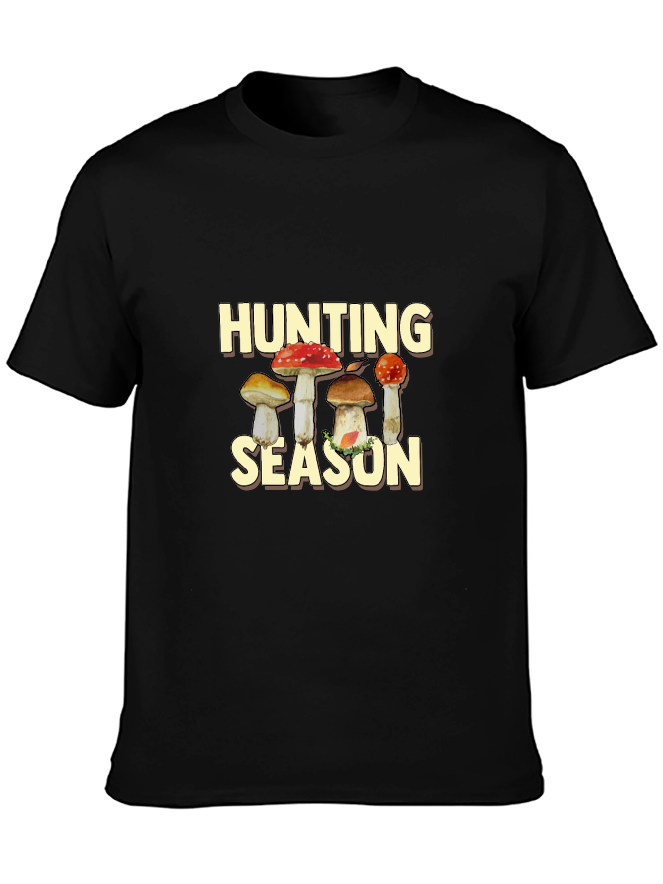 Hunting Season Mushroom Graphic Tee - Black