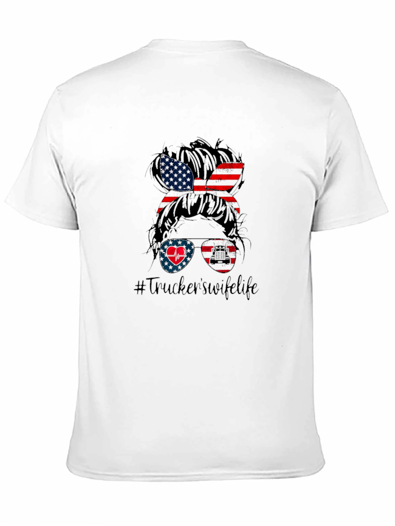 Trucker Wife Life Messy Bun T-Shirt