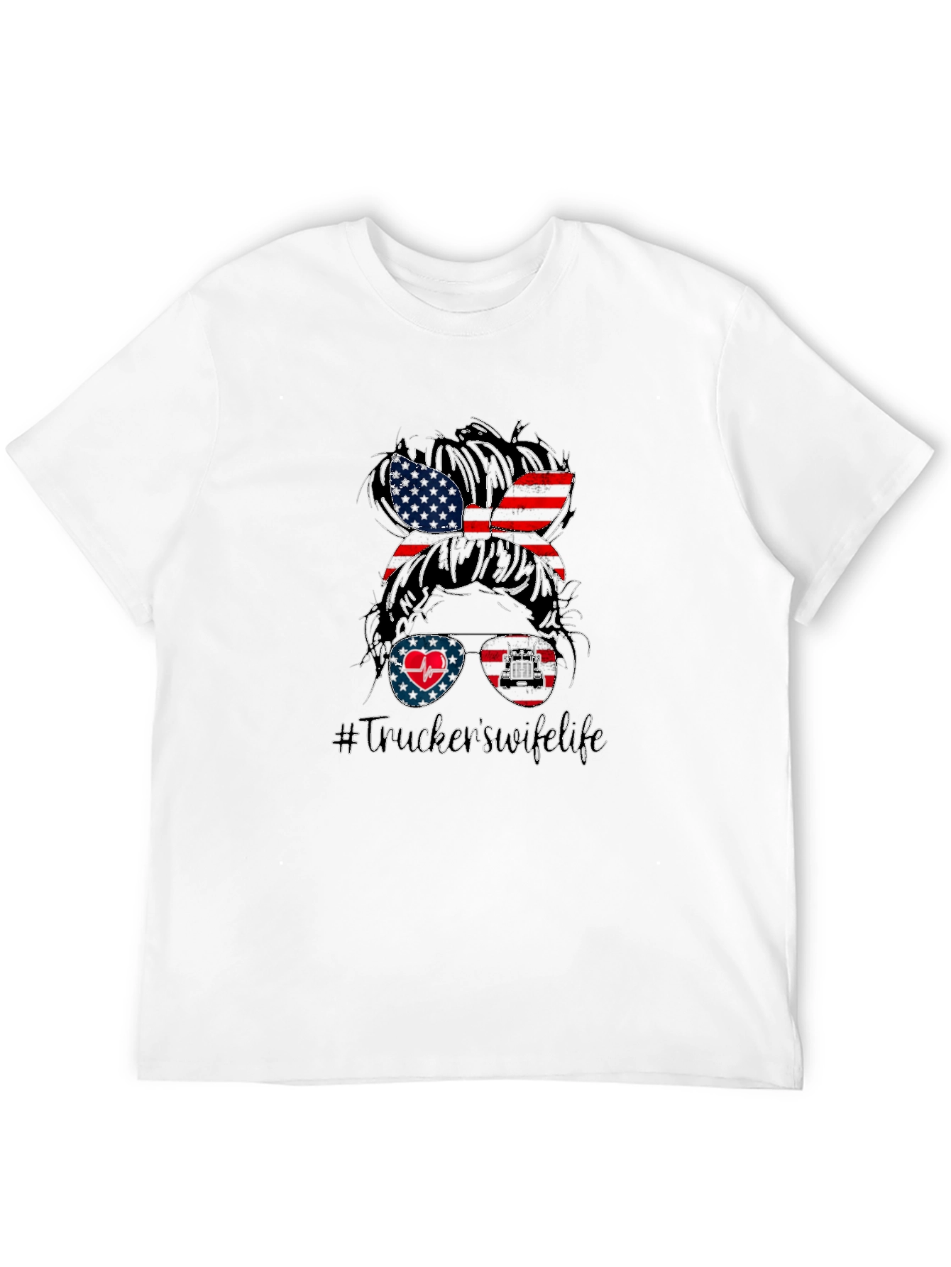 Trucker Wife Life Messy Bun T-Shirt
