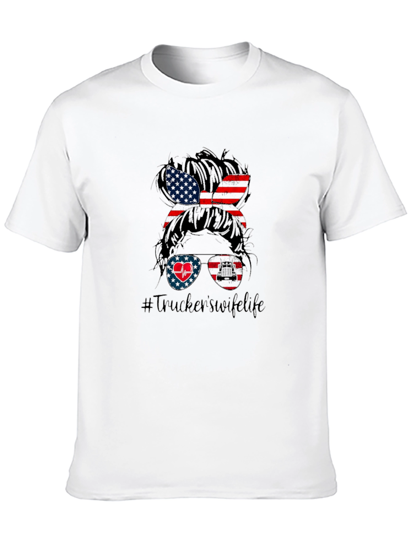Trucker Wife Life Messy Bun T-Shirt