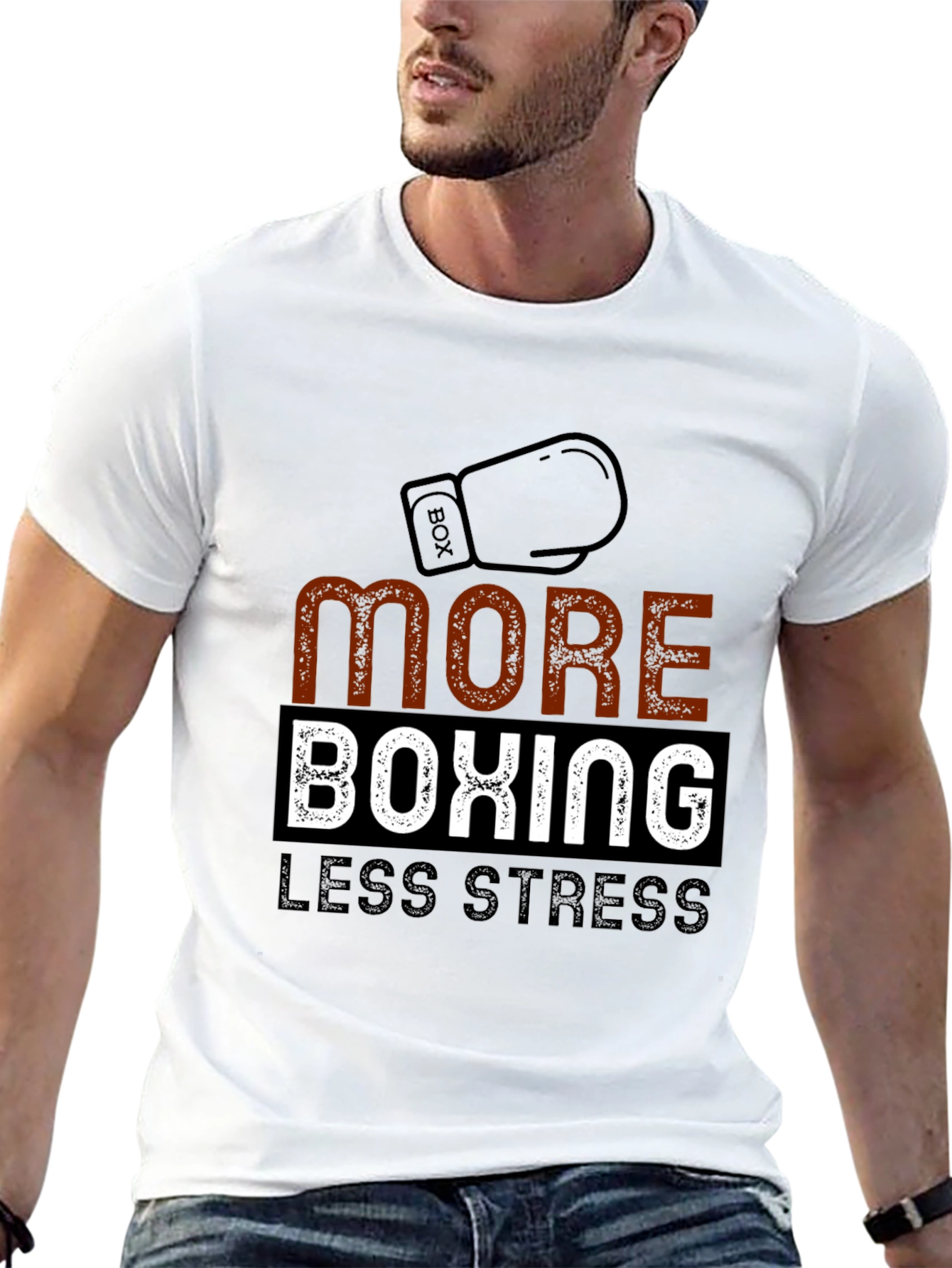 More Boxing Less Stress Graphic T-Shirt