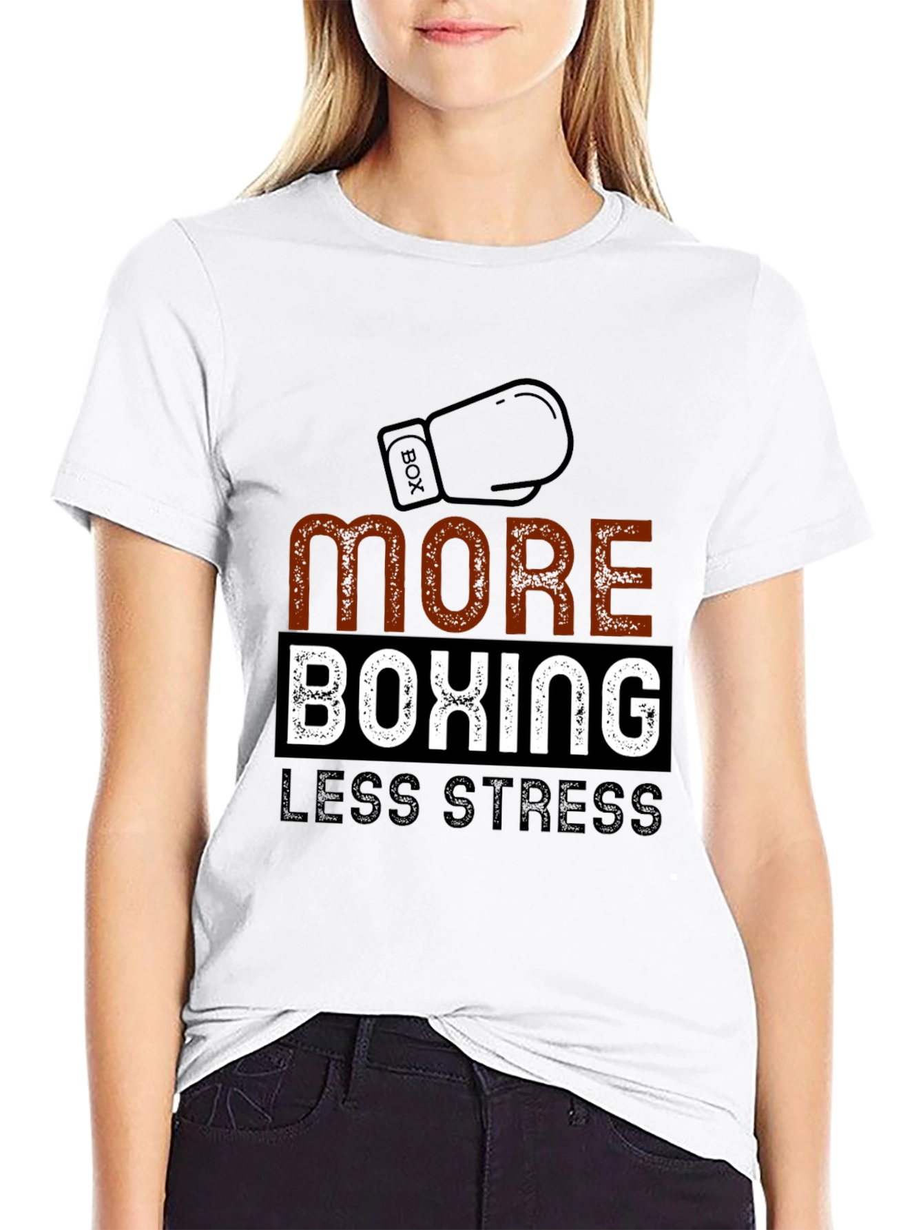 More Boxing Less Stress Graphic T-Shirt