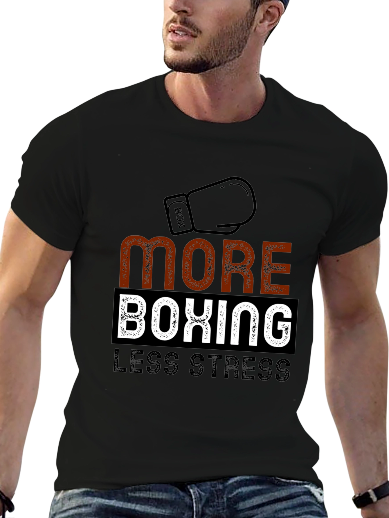 More Boxing Less Stress Graphic T-Shirt