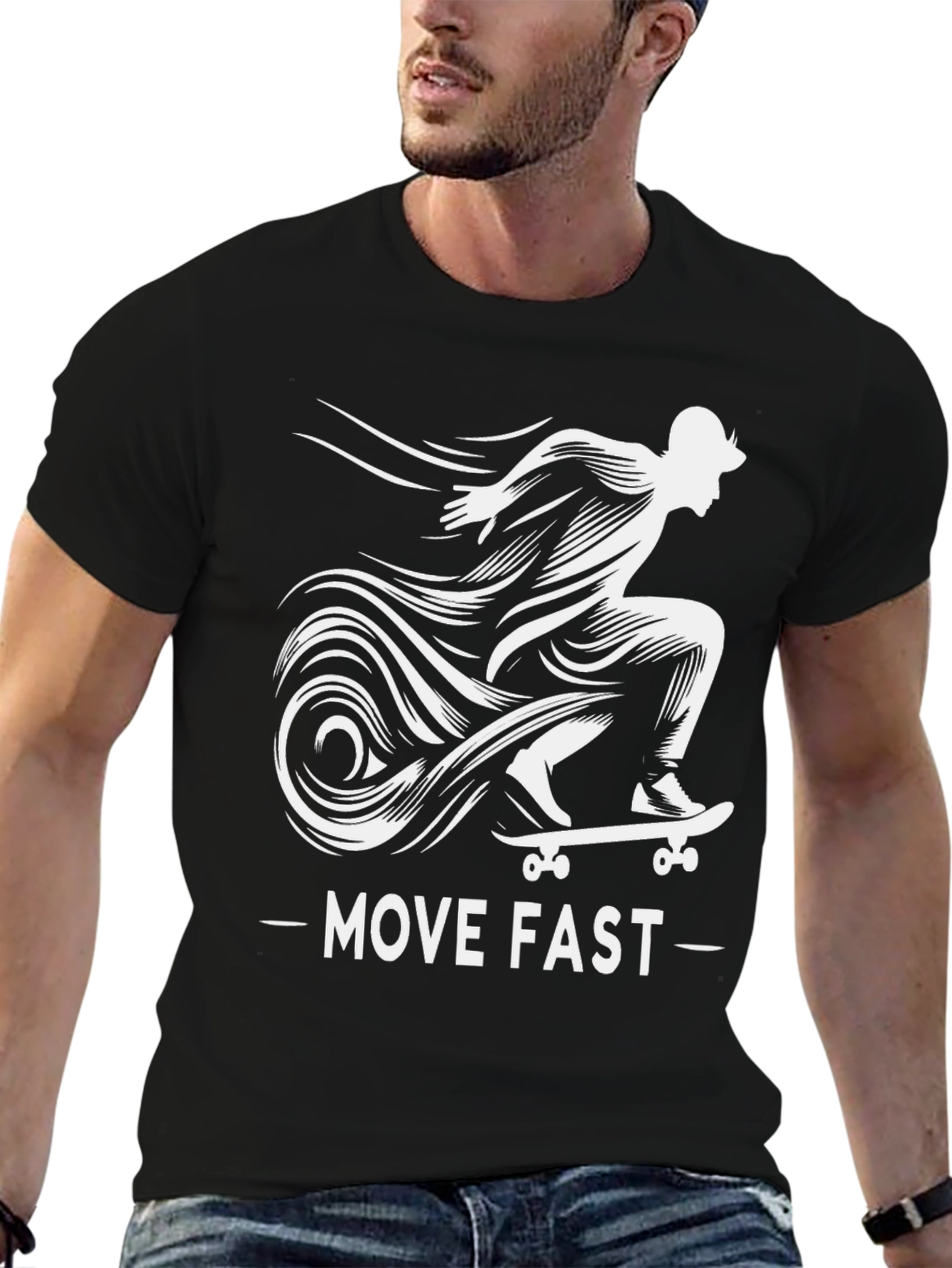 Move Fast Skateboard T-Shirt - Cool Graphic Tee