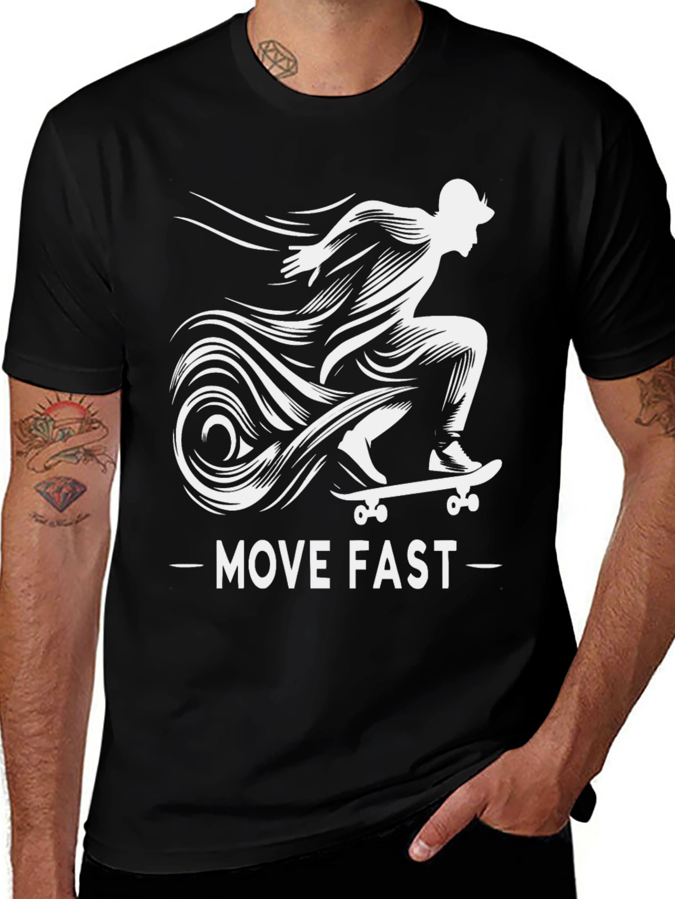 Move Fast Skateboard T-Shirt - Cool Graphic Tee