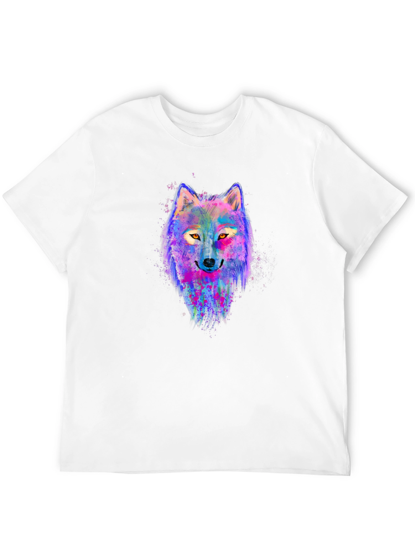 Vibrant Wolf Graphic Tee - Mens Black T-Shirt