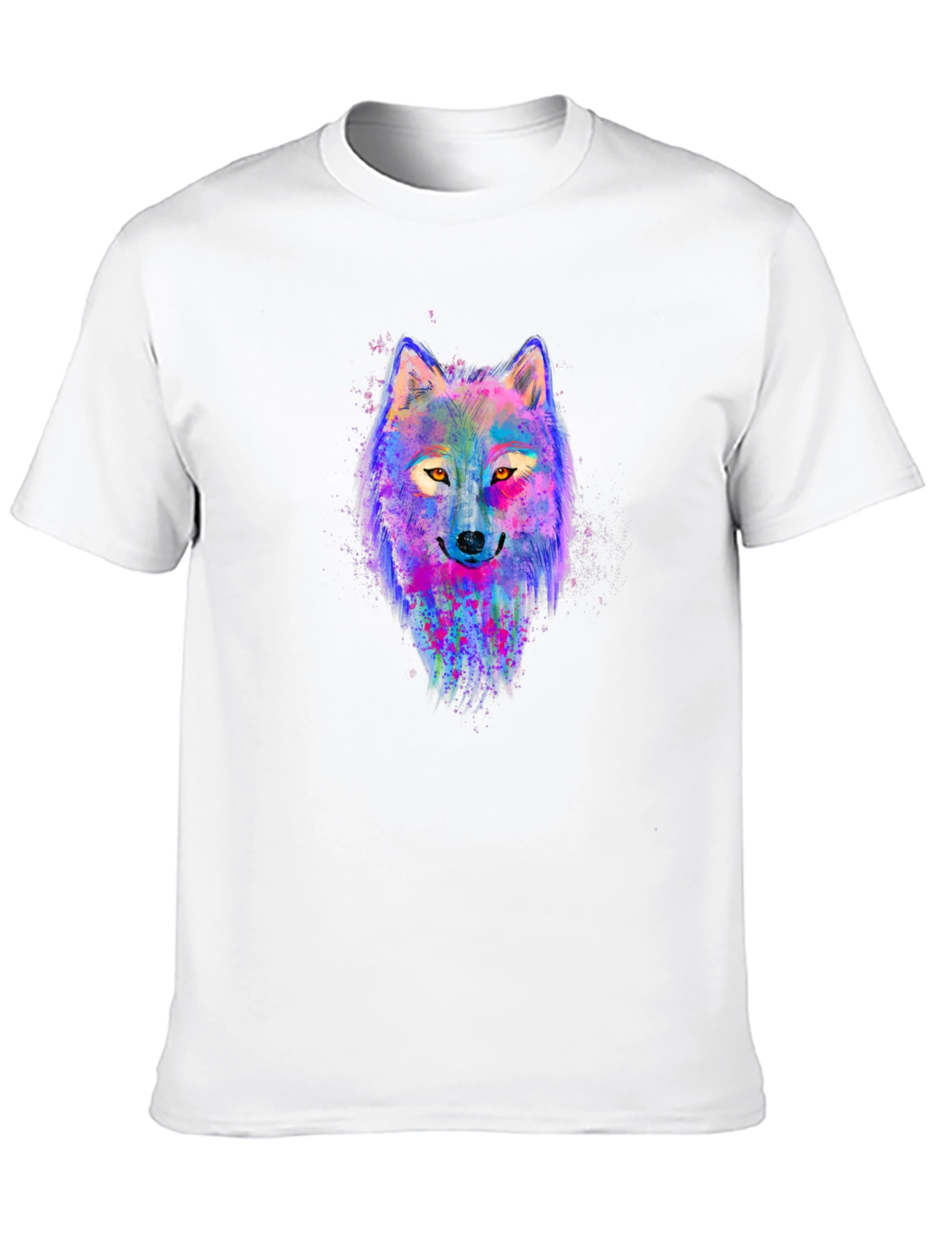 Vibrant Wolf Graphic Tee - Mens Black T-Shirt