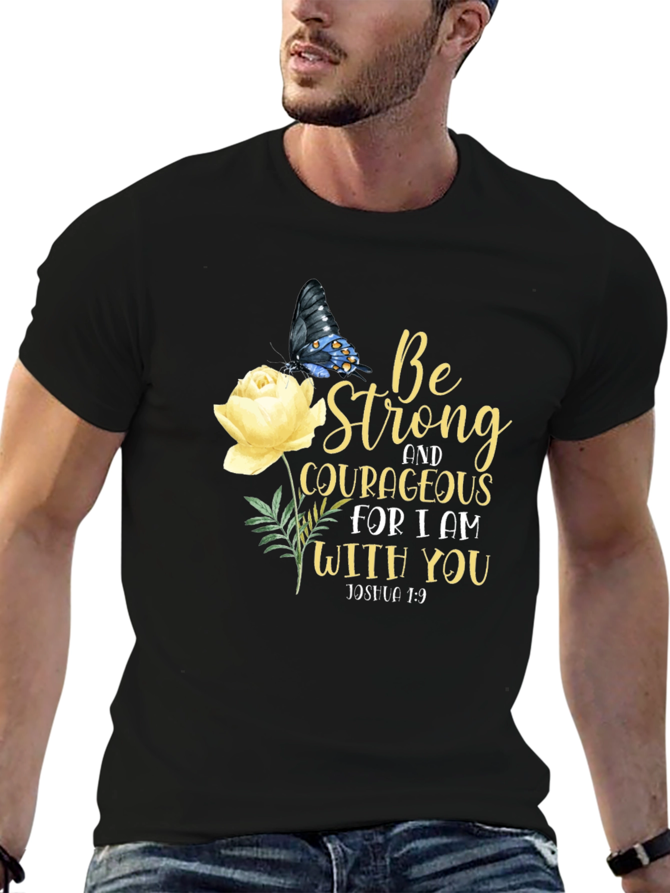 Be Strong Christian T-Shirt Inspirational Floral Tee