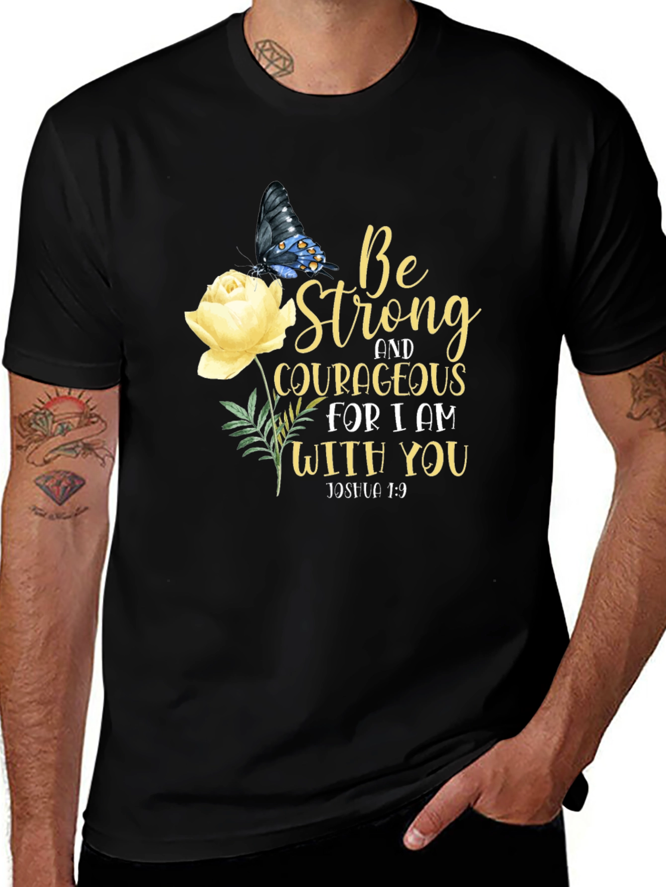 Be Strong Christian T-Shirt Inspirational Floral Tee