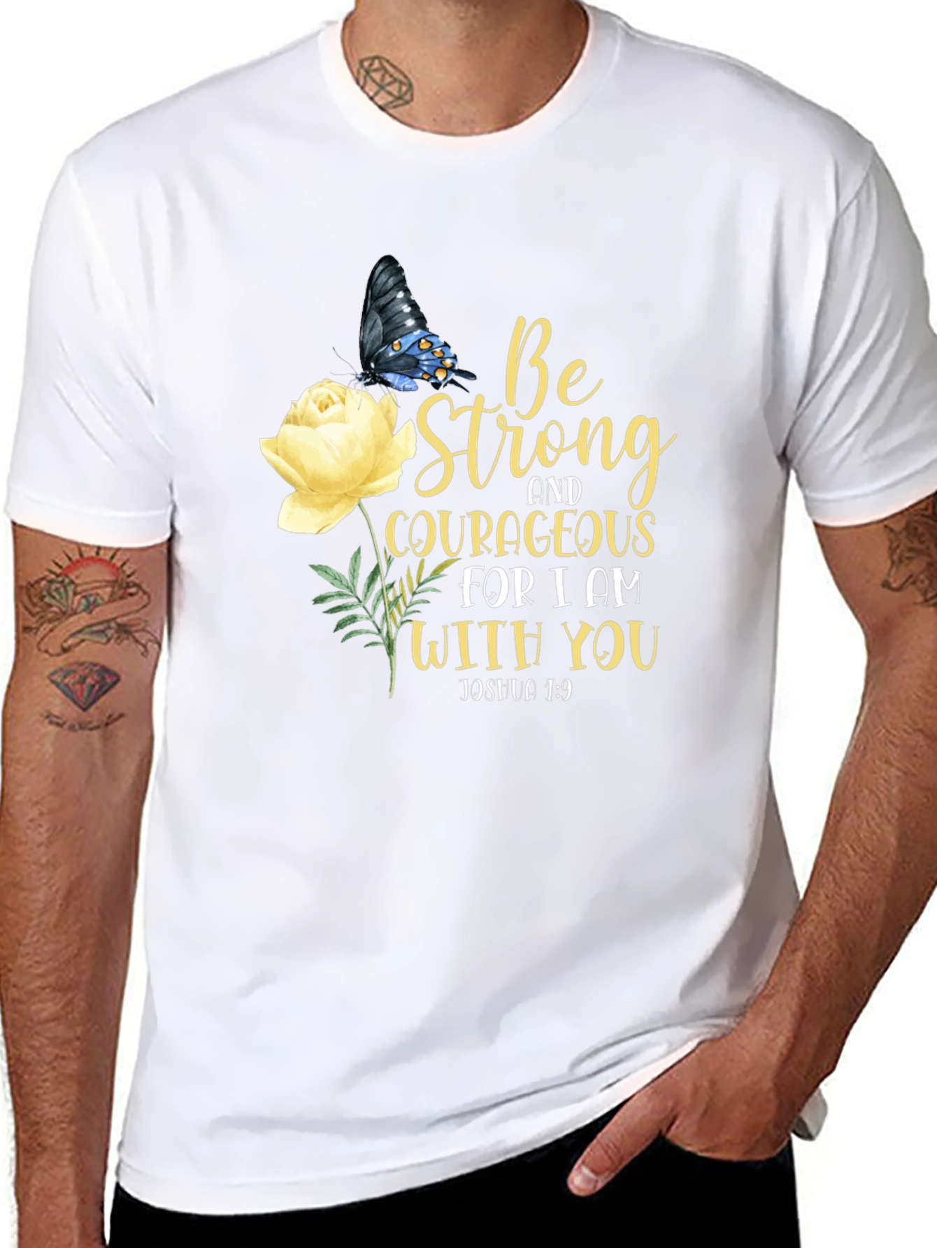 Be Strong Christian T-Shirt Inspirational Floral Tee