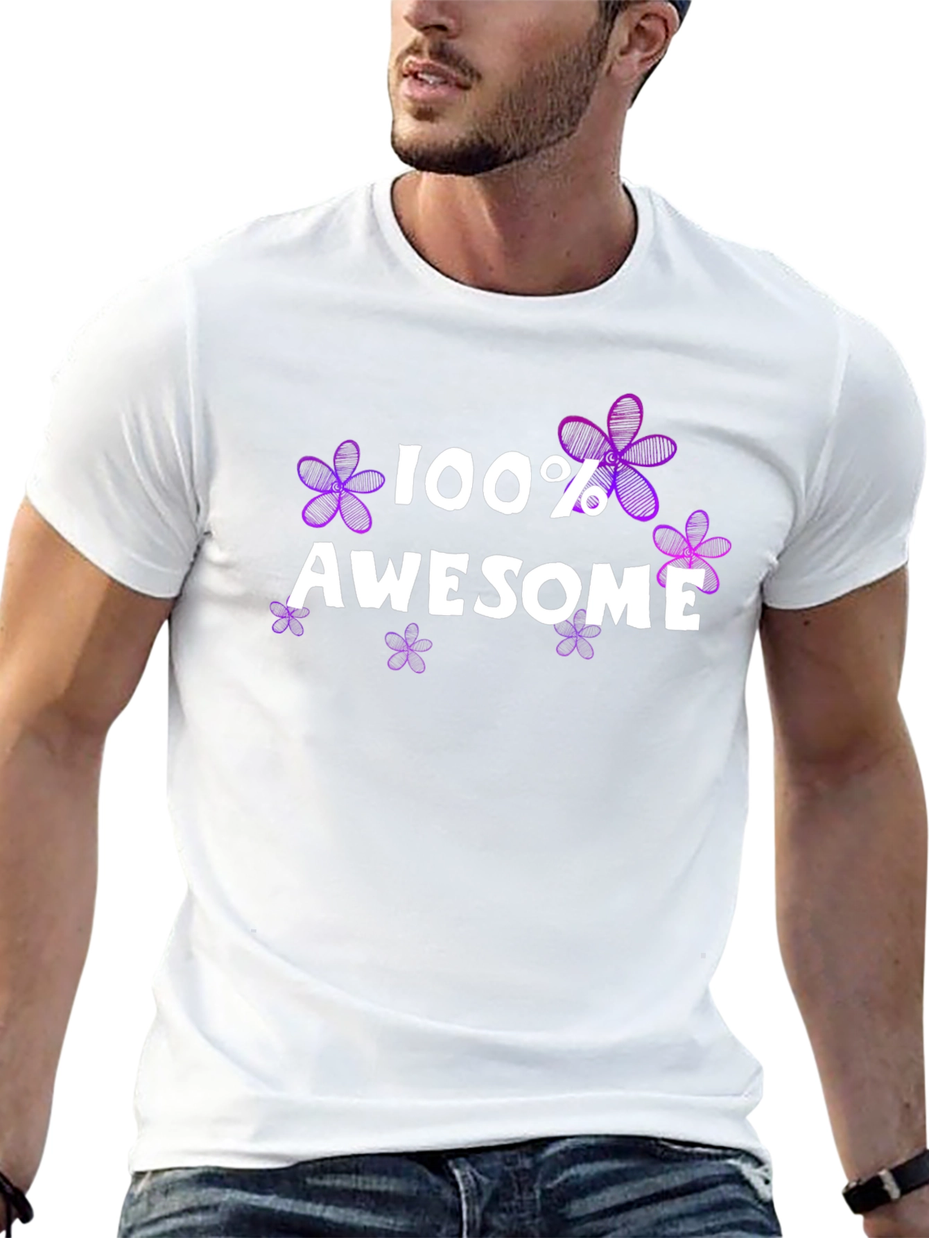 100% Awesome Floral Graphic Tee - Black