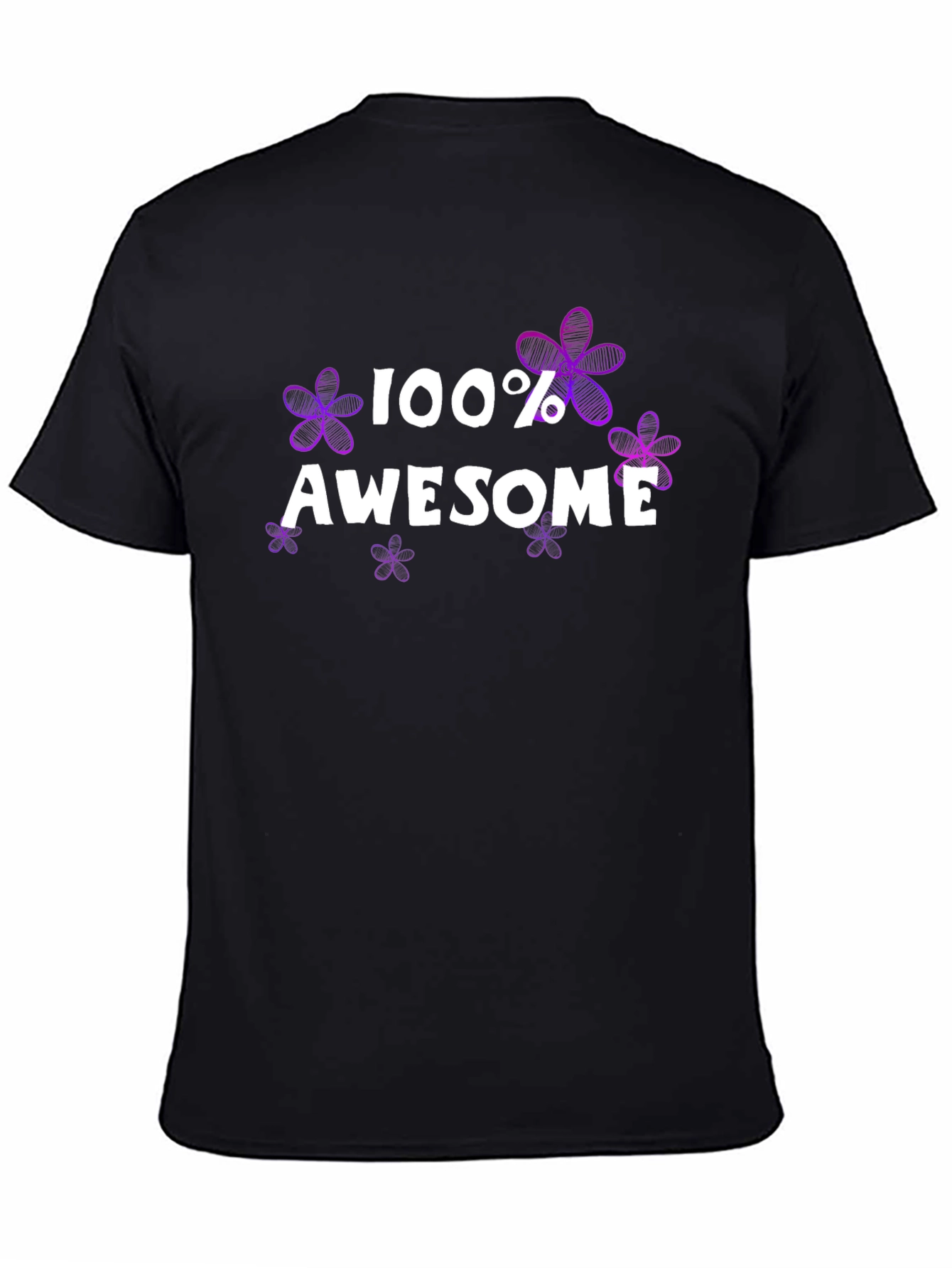 100% Awesome Floral Graphic Tee - Black
