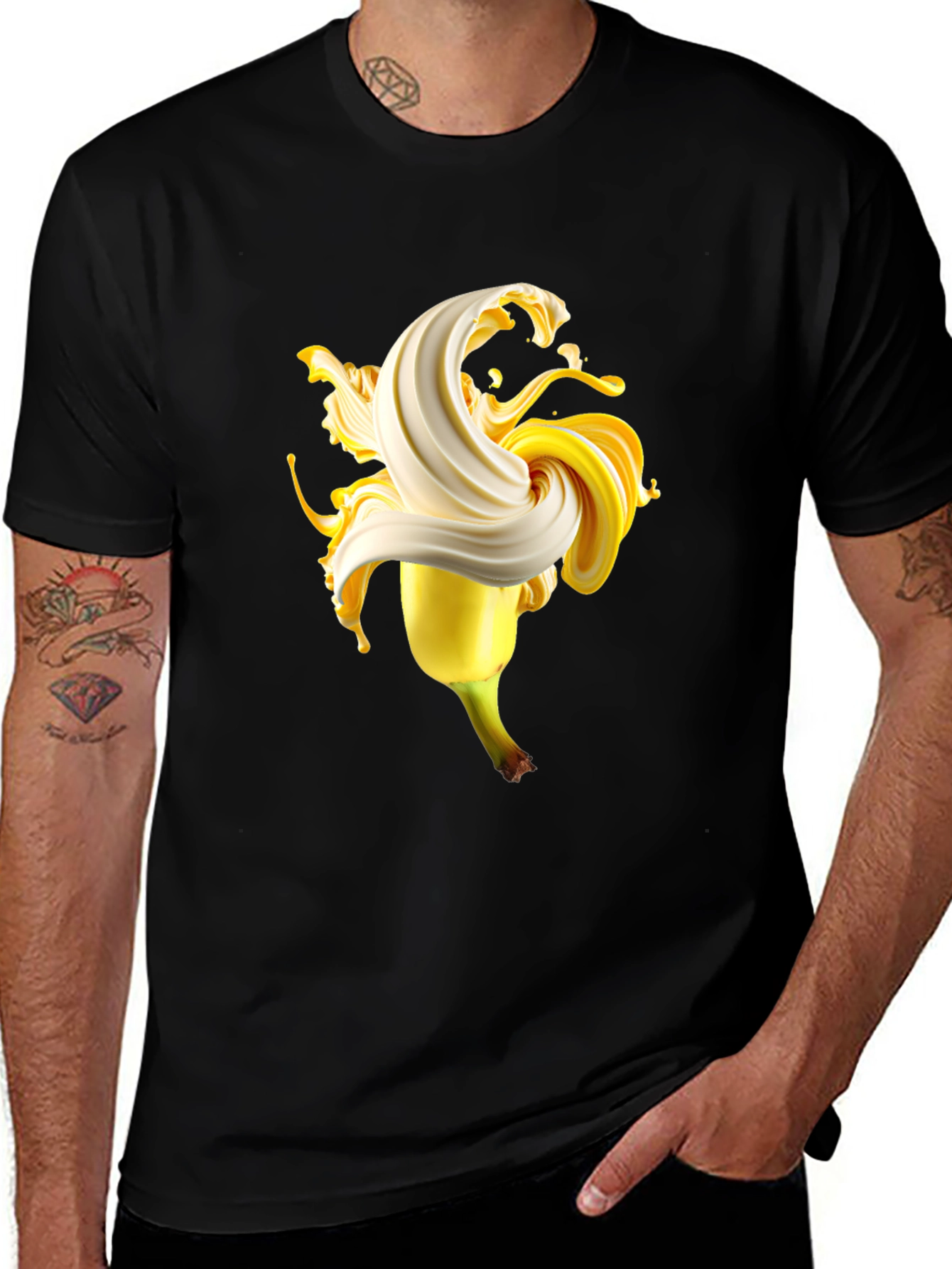 Banana Swirl Graphic Tee - Black