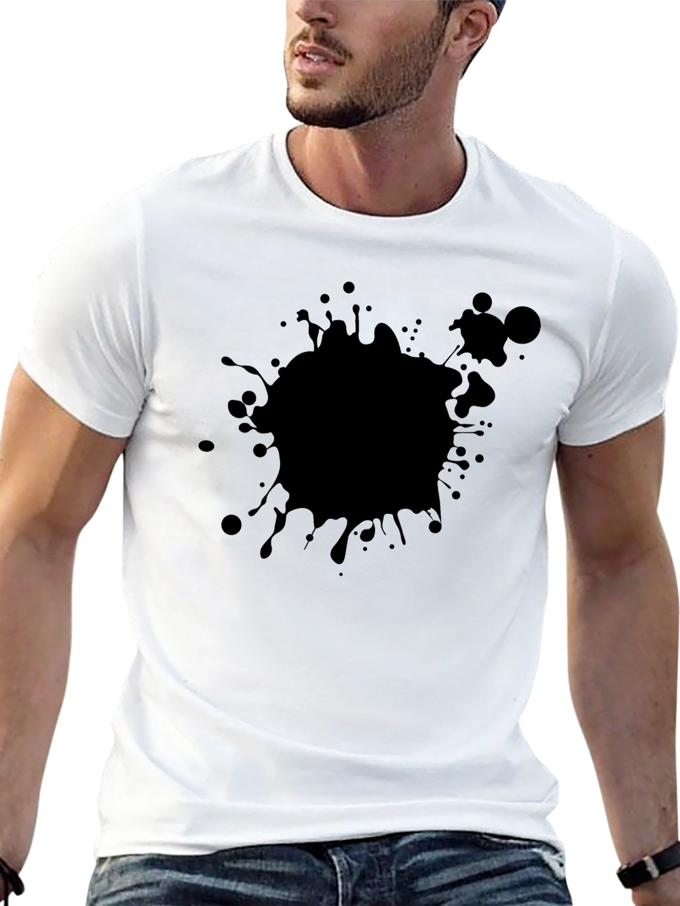 Black Splatter Graphic Tee - Casual Cotton T-Shirt