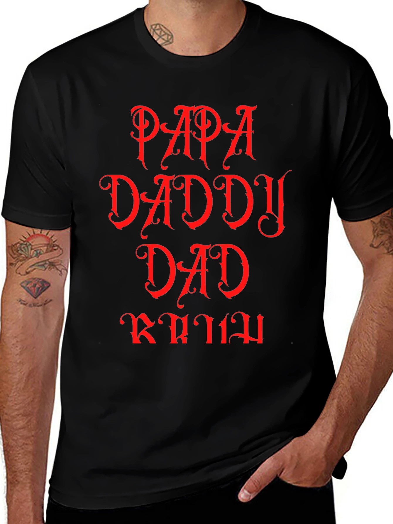 Papa Daddy Dad Graphic Tee - Mens Black T-Shirt
