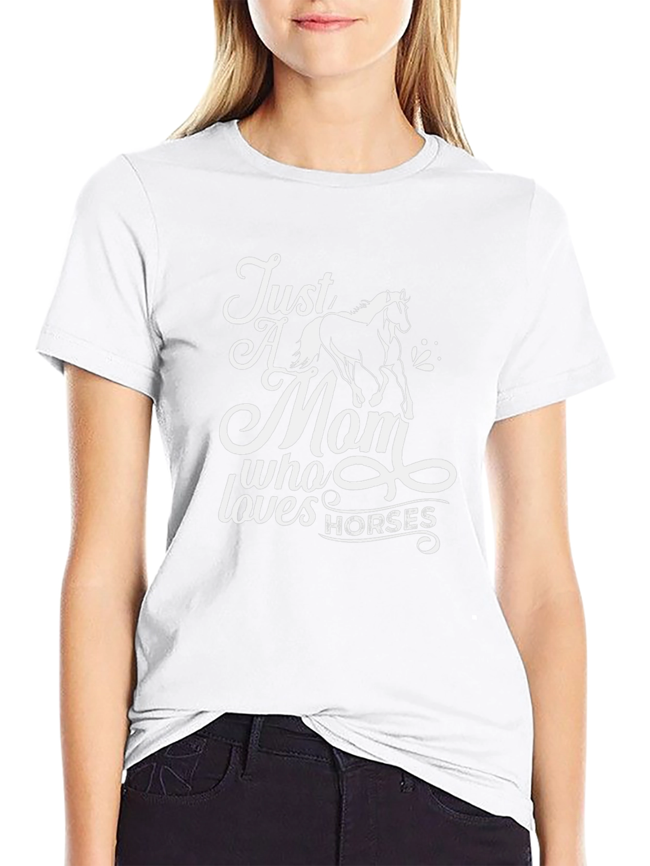 Just a Mom Who Loves Horses Black T-Shirt