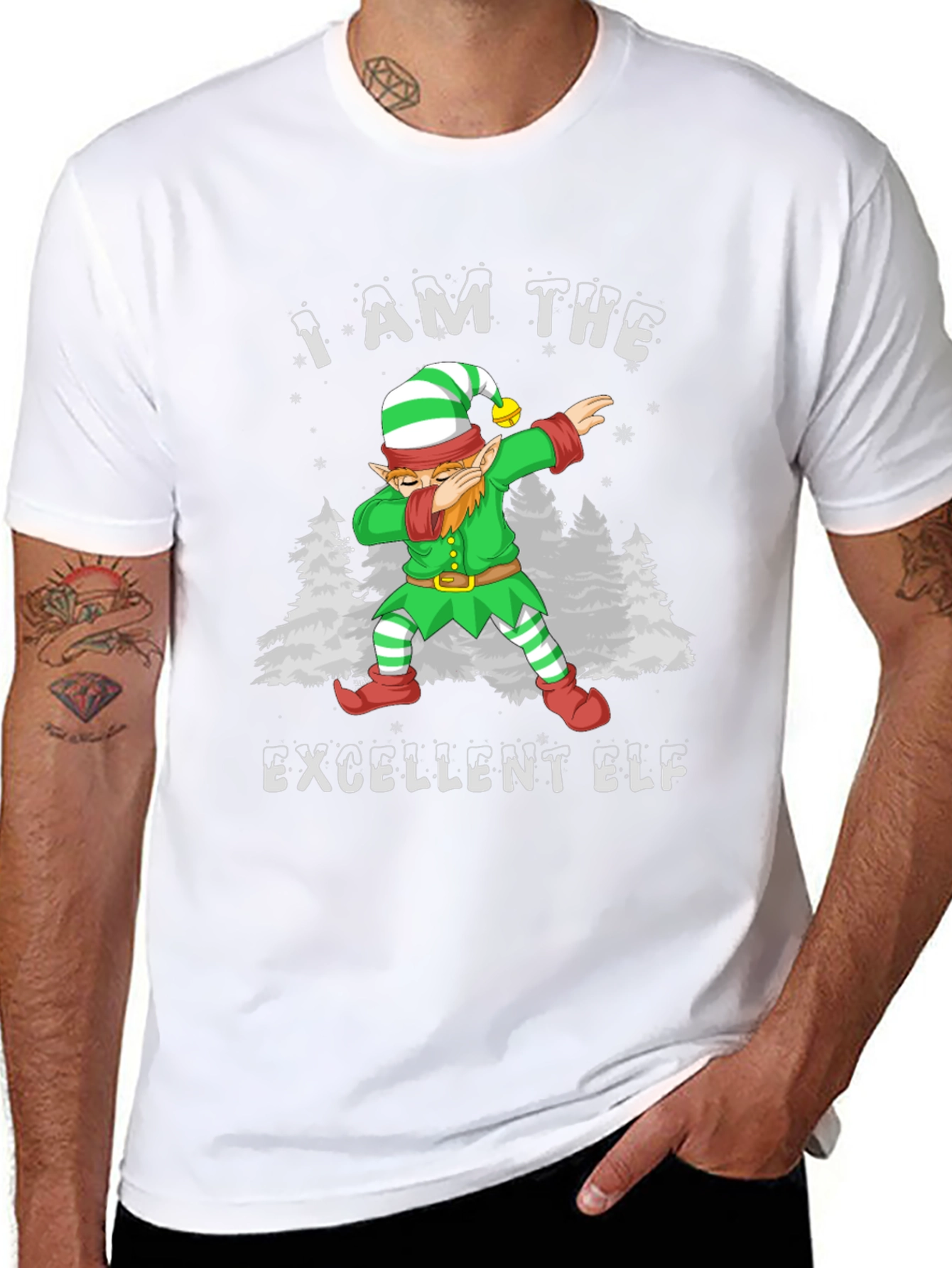Excellent Elf Dabbing T-Shirt - Christmas Holiday Tee