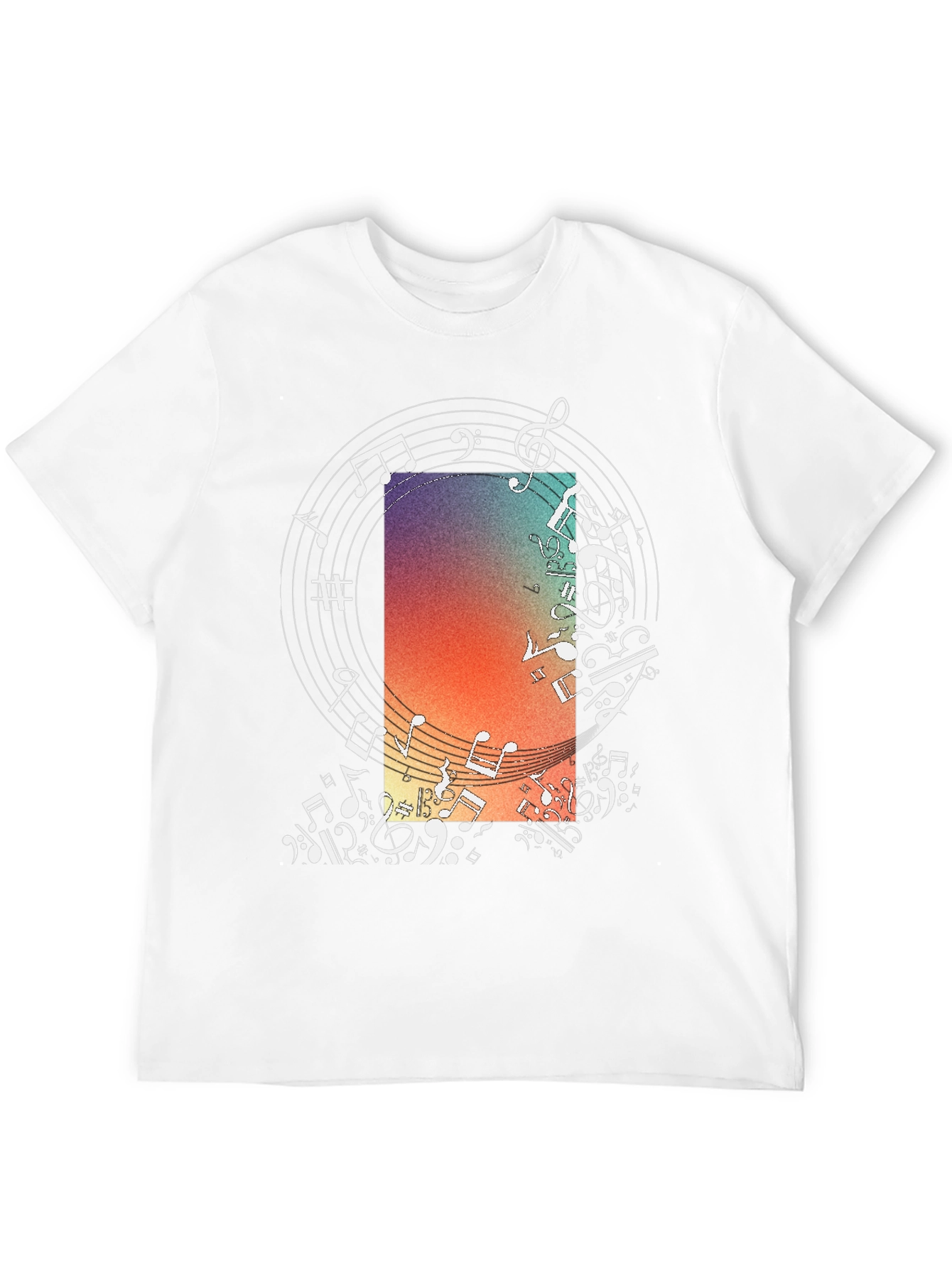 Musical Notes Graphic Print Crewneck T-Shirt