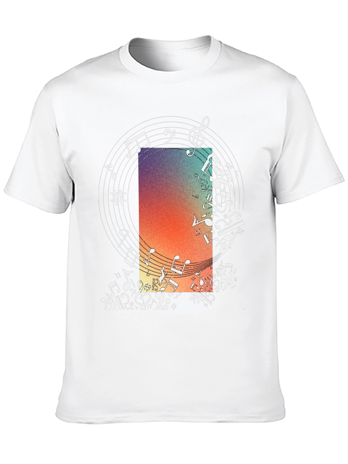Musical Notes Graphic Print Crewneck T-Shirt