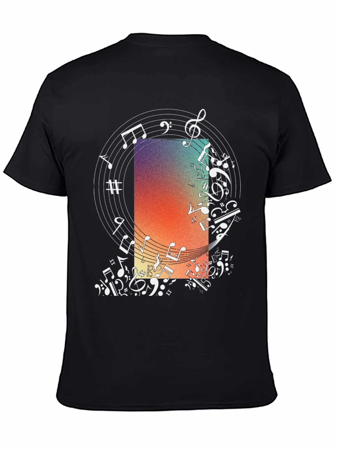 Musical Notes Graphic Print Crewneck T-Shirt