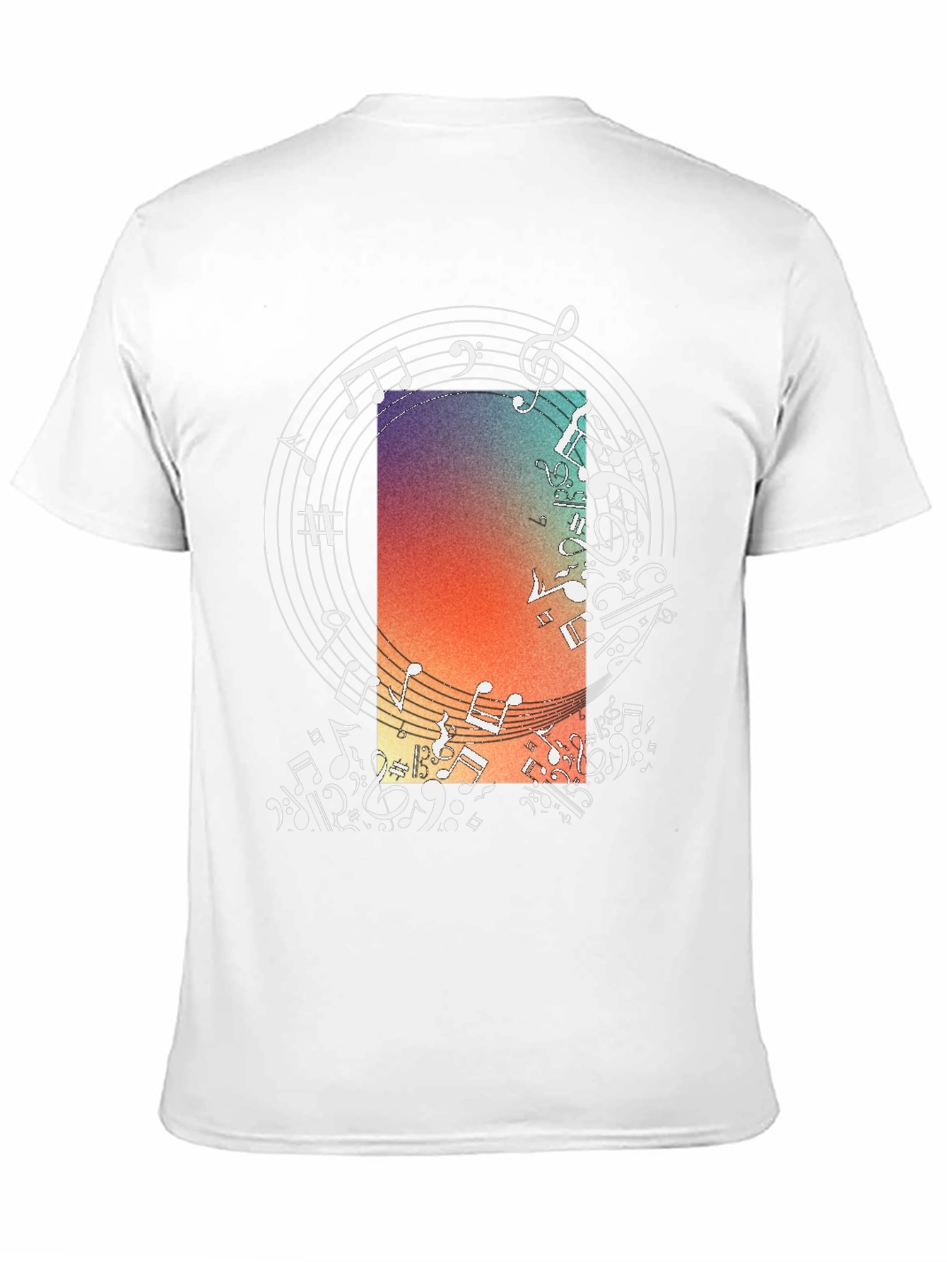 Musical Notes Graphic Print Crewneck T-Shirt